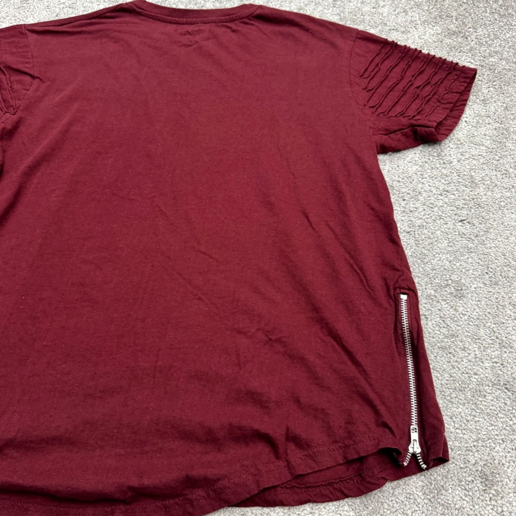 Phat Farm Phat Farm T-Shirt Mens L Burgundy Red Crew Cotton Tee Distressed Side Zip Size US L / EU 52-54 / 3 - 4 Thumbnail