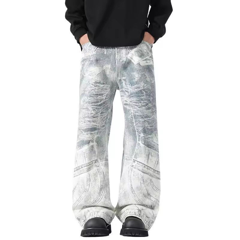 Japanese Brand Y2K / Grunge / Streetwear Distressed Wide Leg Denim Jeans Size US 31 - 5 Thumbnail