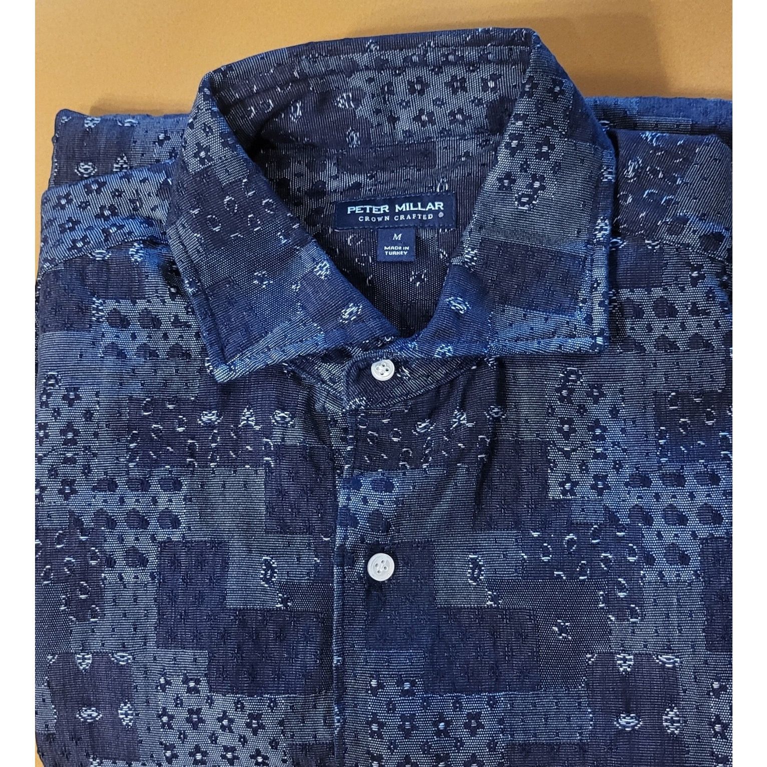 Peter Millar Peter Millar Banks Jacquard Blue Patchwork Shirt M $200 NWT Size US M / EU 48-50 / 2 - 6 Thumbnail