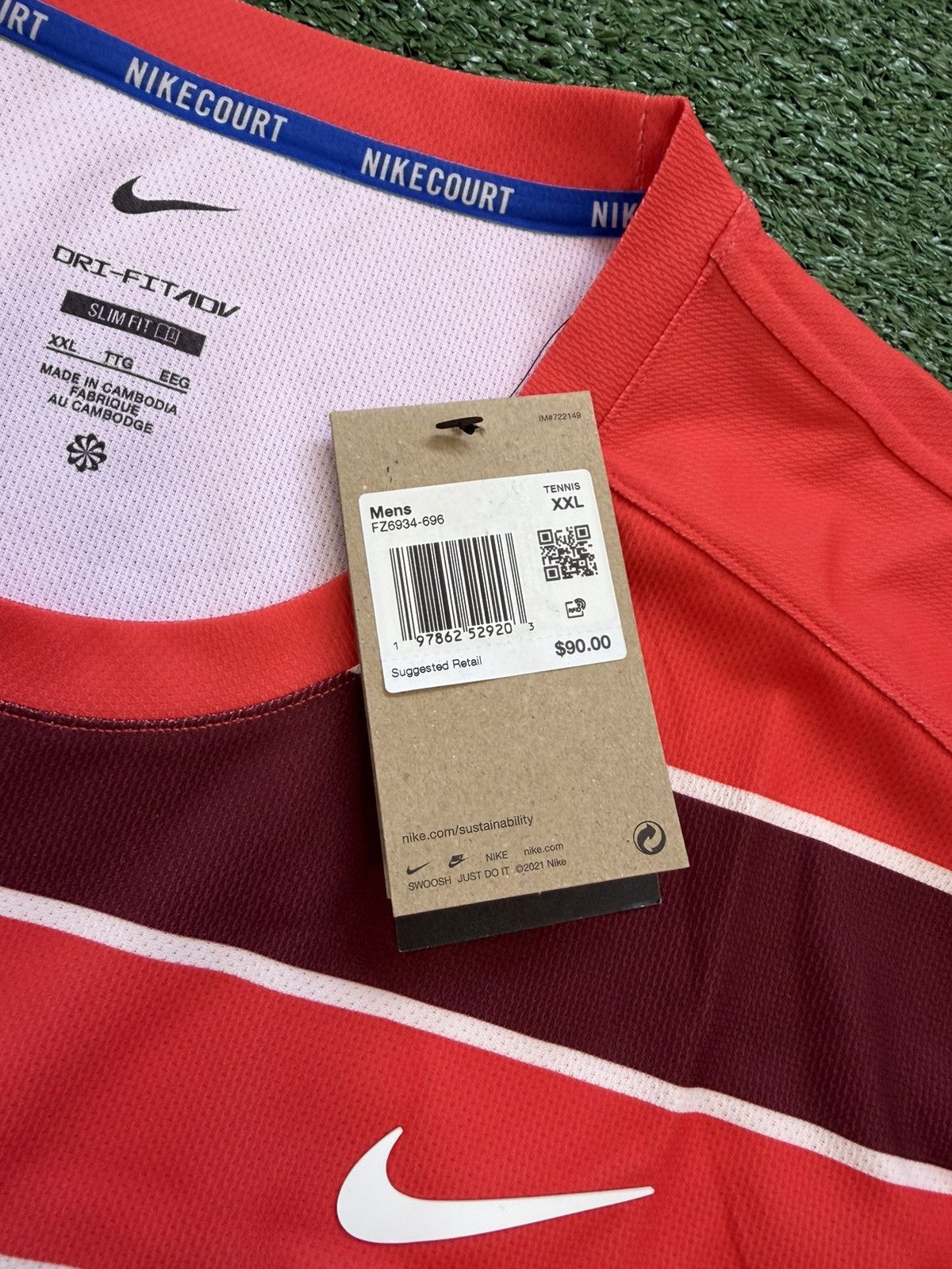 Nike NIKE COURT ADVANTAGE SLAM CREW TENNIS DRI-FIT TOP SHIRT Size US XXL / EU 58 / 5 - 3 Thumbnail