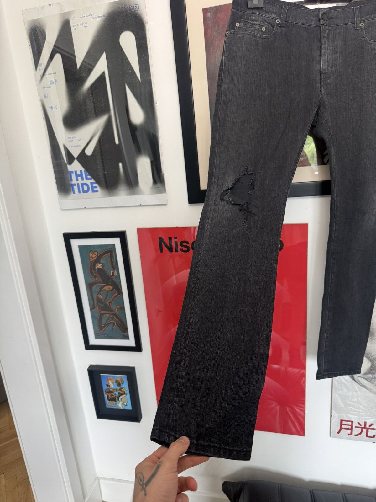 Saint Laurent Paris Saint Laurent D02 Denim Black 2016 Hedi Slimane Skinny Rare Size US 32 / EU 48 - 7 Thumbnail