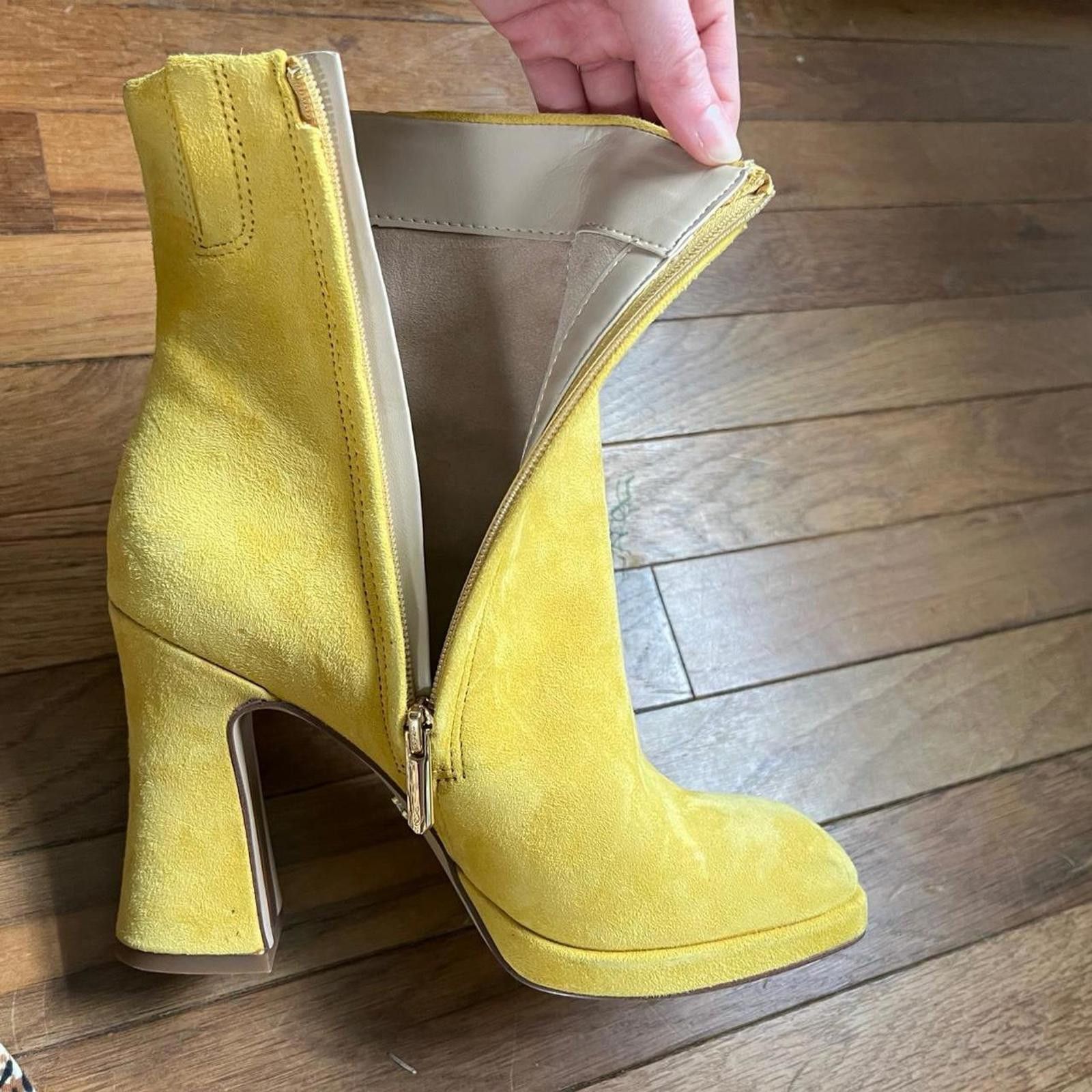 Other Sam Edelman Jaye Yellow Suede Block Heel Squared Size US 7.5 / IT 37.5 - 6 Thumbnail
