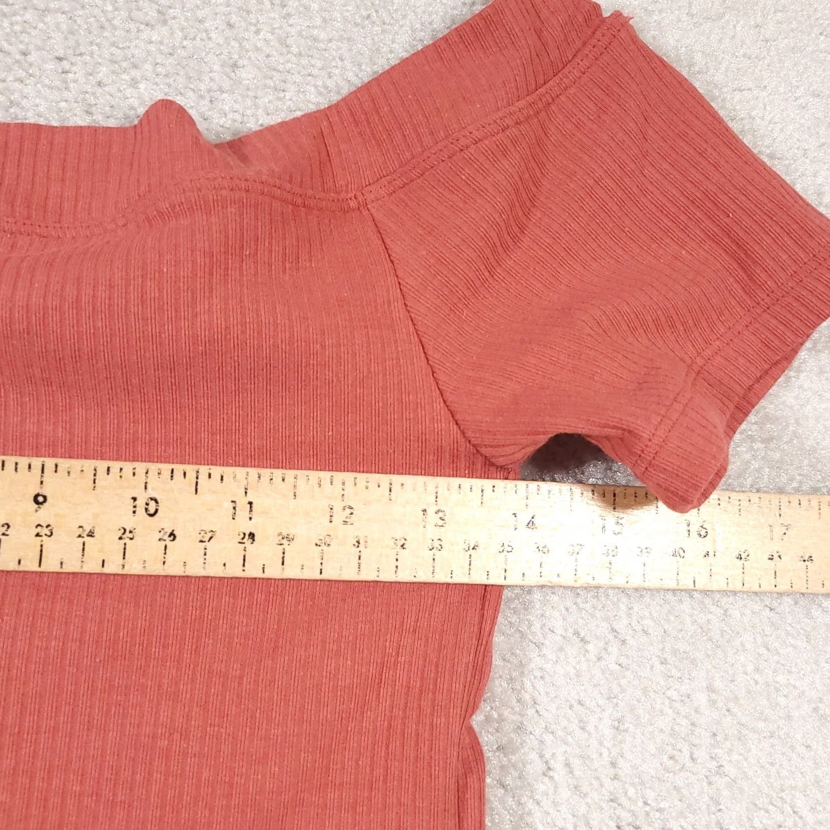 Old Navy Old Navy Mini Short Dress Women's M Mineral Rouge Off-Shoulder Ribbed Dress Short Sleeve Cotton Modal Spandex Knit Womens Modern Casual Planets? Size 32" / US 10 / IT 46 - 6 Thumbnail
