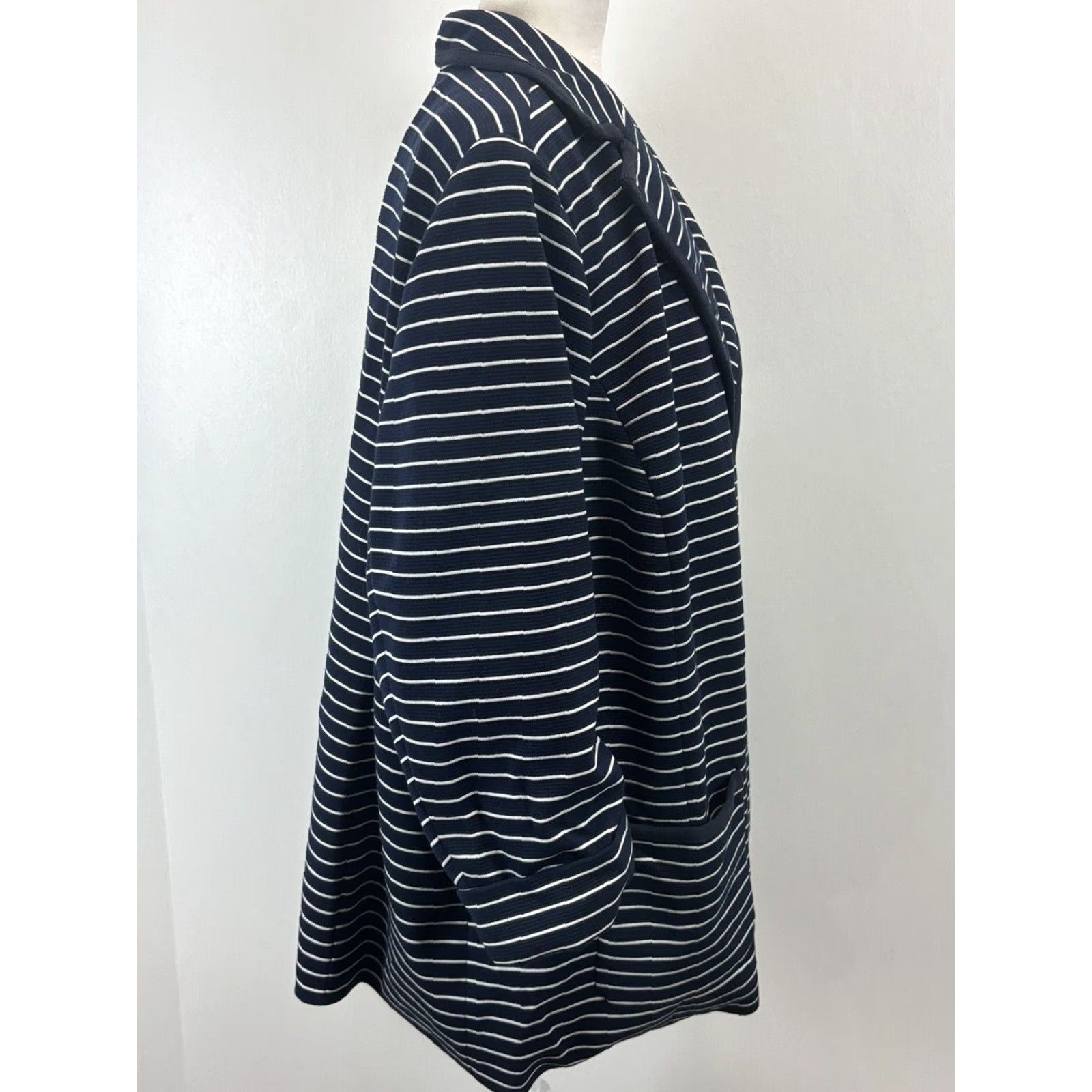 Talbots NEW! Talbots Striped Blazer Jacket 3Xp Petites Navy Open Front Size XXL / US 16-18 / IT 52-54 - 4 Thumbnail