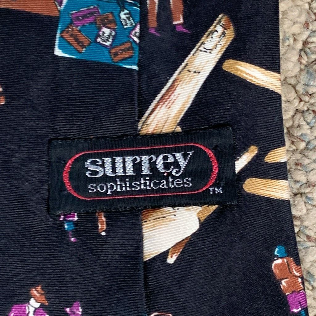 Vintage Vintage 90s Tie Italian Silk Classic Travel Theme Airplane L Size ONE SIZE - 4 Thumbnail