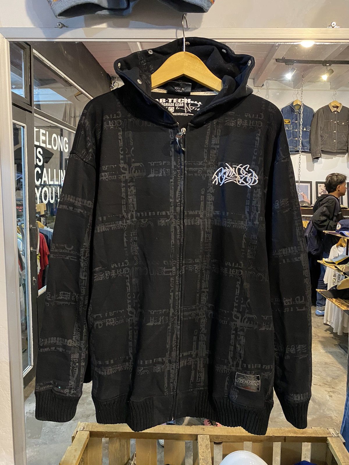 image of Beauty Beast x If Six Was Nine Ab Tech Overprint Hoodie in Black, Men's (Size XL)