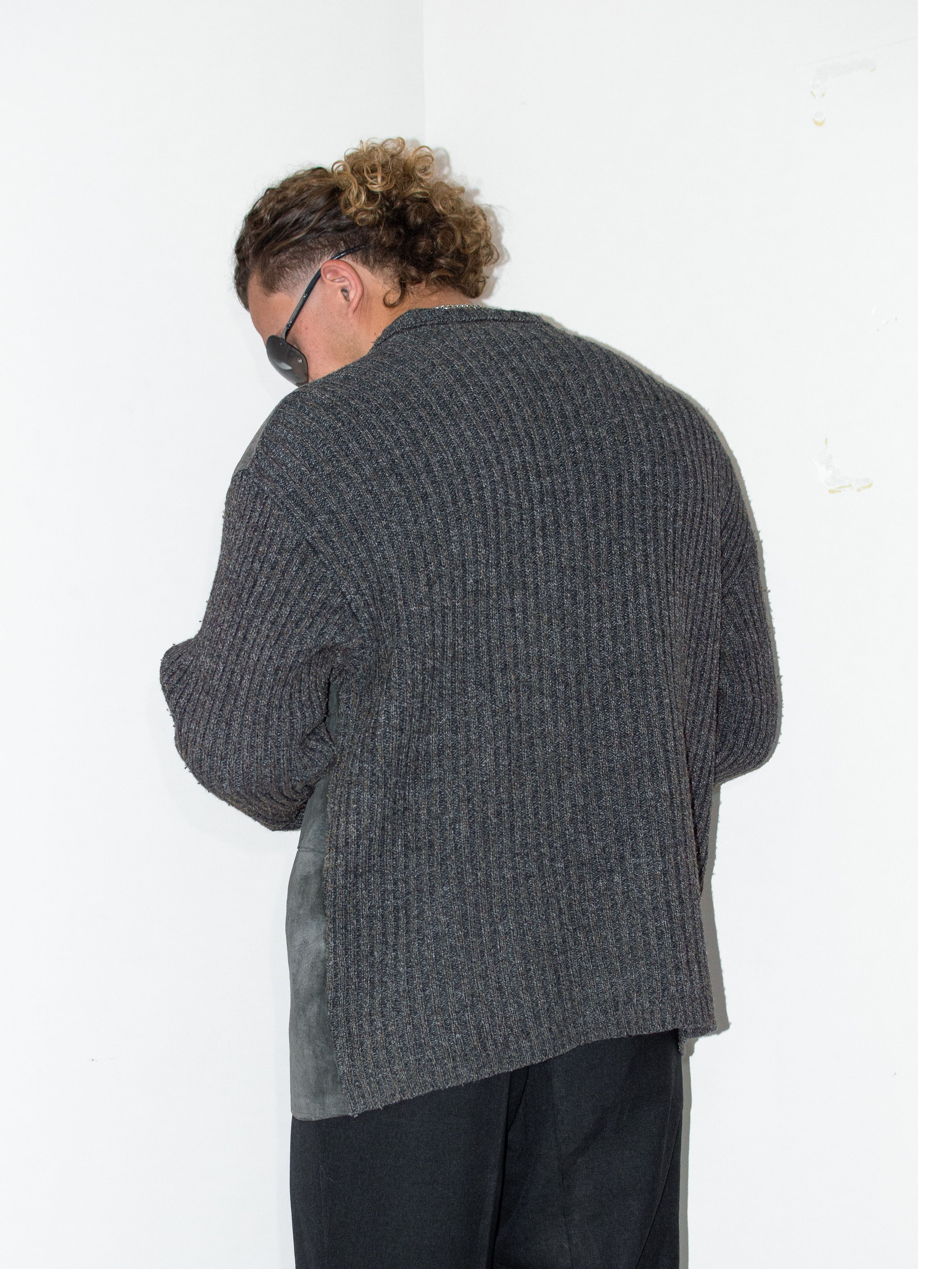 Designer × Lacoste × Vintage Vintage 90s Grey Khaki Pork Leather Lacoste Cardigan Size US XL / EU 56 / 4 - 2 Thumbnail