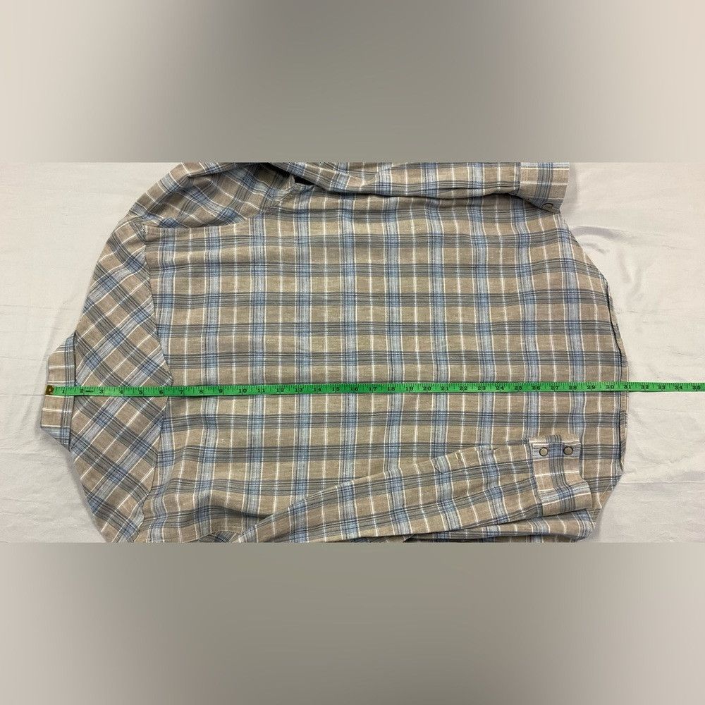 Lucky Brand LUCKY BRAND Tan Blue Plaid Shirt Western Yoke Pearl Size US M / EU 48-50 / 2 - 5 Thumbnail