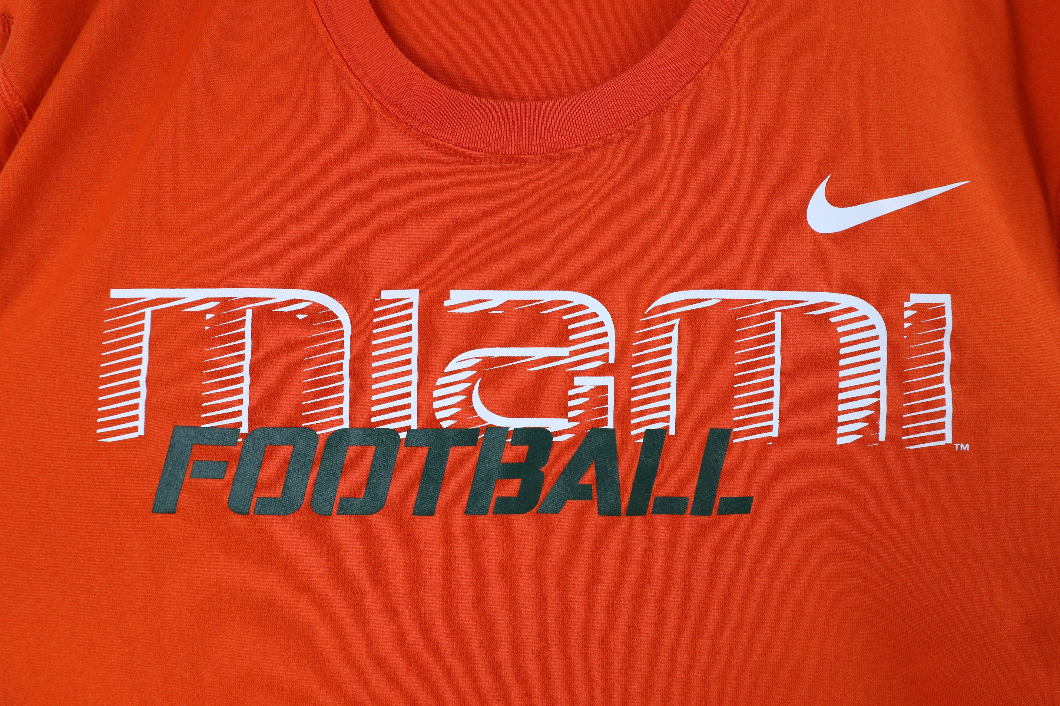 Nike Nike University of Miami Football Short Sleeve T-Shirt Size US L / EU 52-54 / 3 - 4 Thumbnail