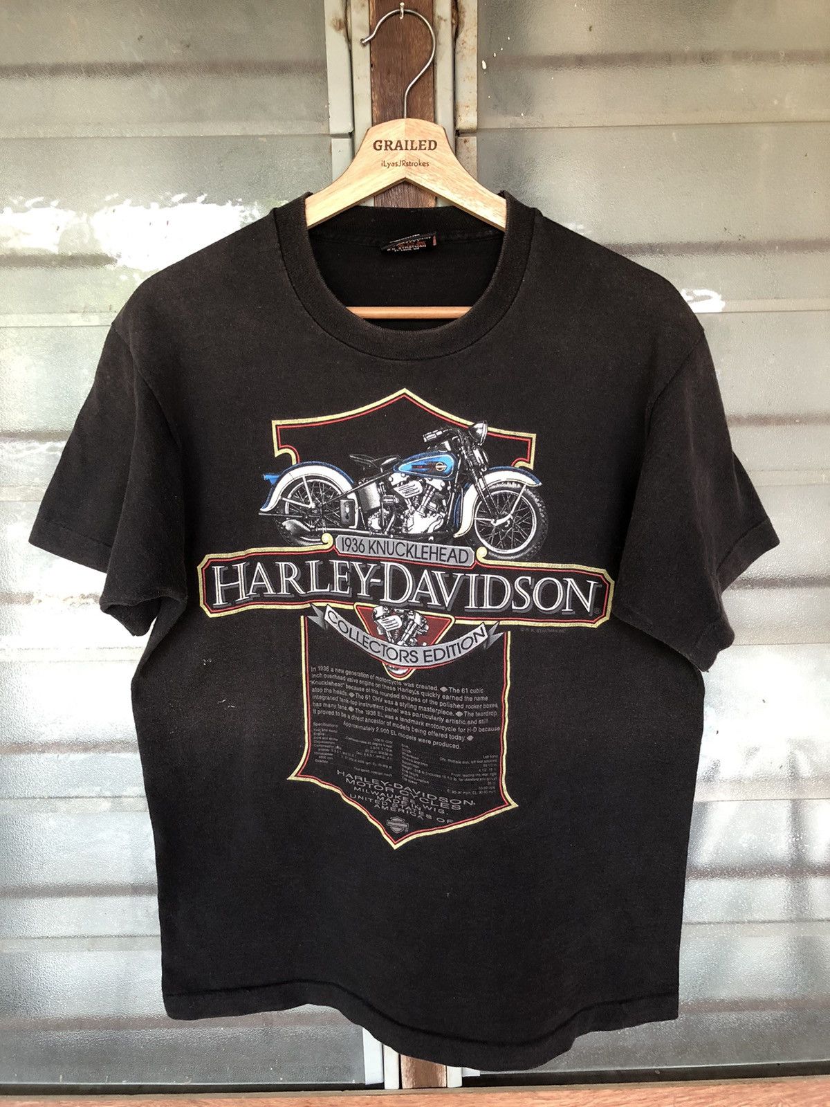 Harley Davidson Vintage 90’s Harley Davidson Knucklehead Rare Shirt Tee Size US M / EU 48-50 / 2 - 2 Thumbnail