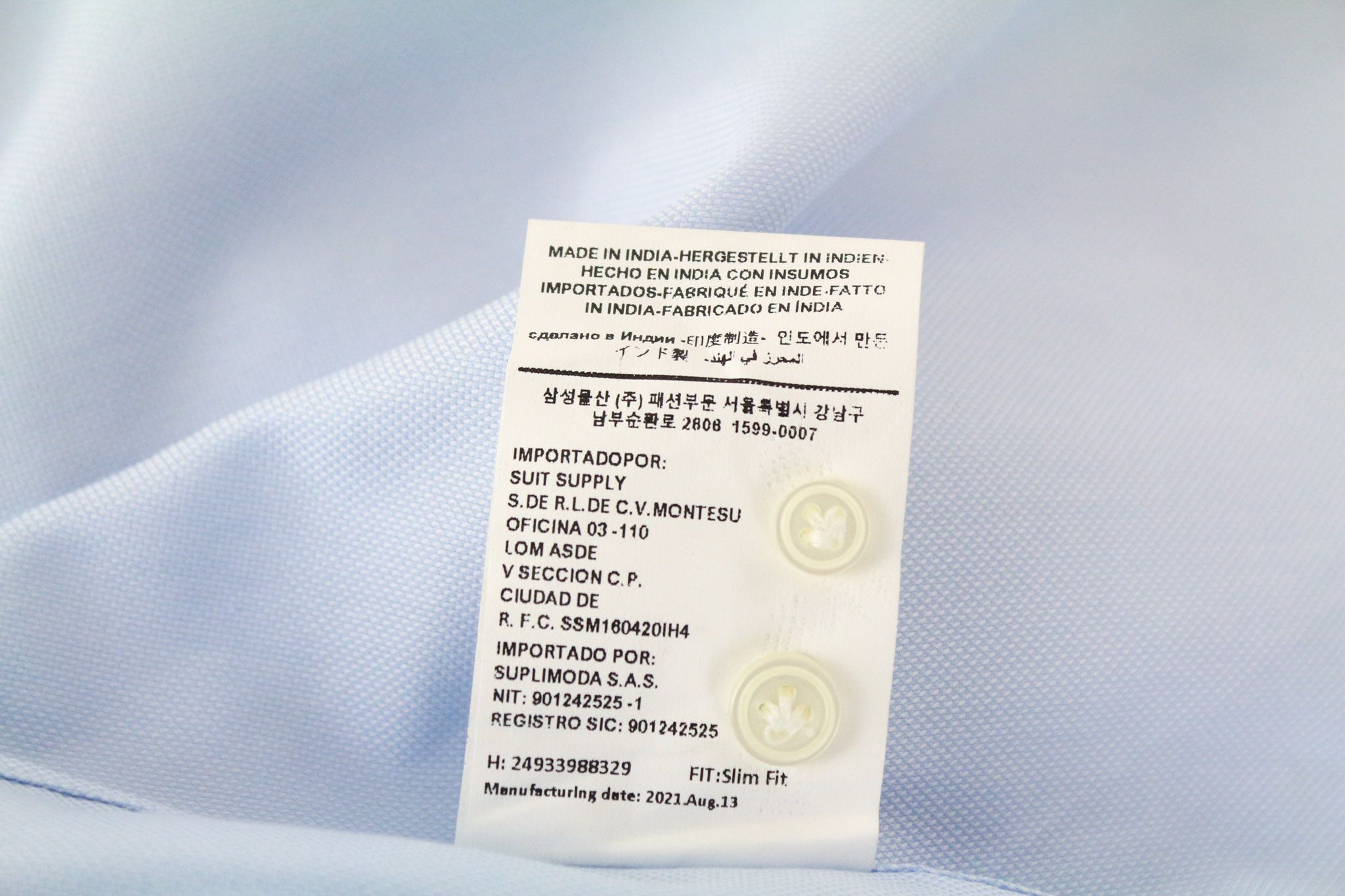 Suitsupply ~S Slim Blue Cotton Cutaway Classic 72841 Size US S / EU 44-46 / 1 - 7 Thumbnail
