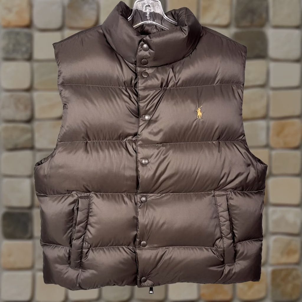 Polo Ralph Lauren VINTAGE Polo Ralph Lauren Down Vest Men L Full Zip Snap Puffer Quilted Brown 90s Size US L / EU 52-54 / 3 - 1 Thumbnail
