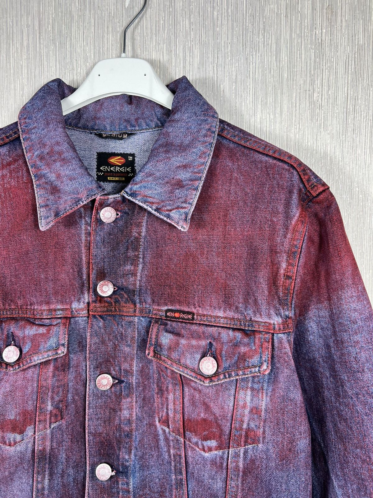 Energie Vintage Energie y2k jeans denim jacket red painted blood 90s Size M / US 6-8 / IT 42-44 - 4 Thumbnail
