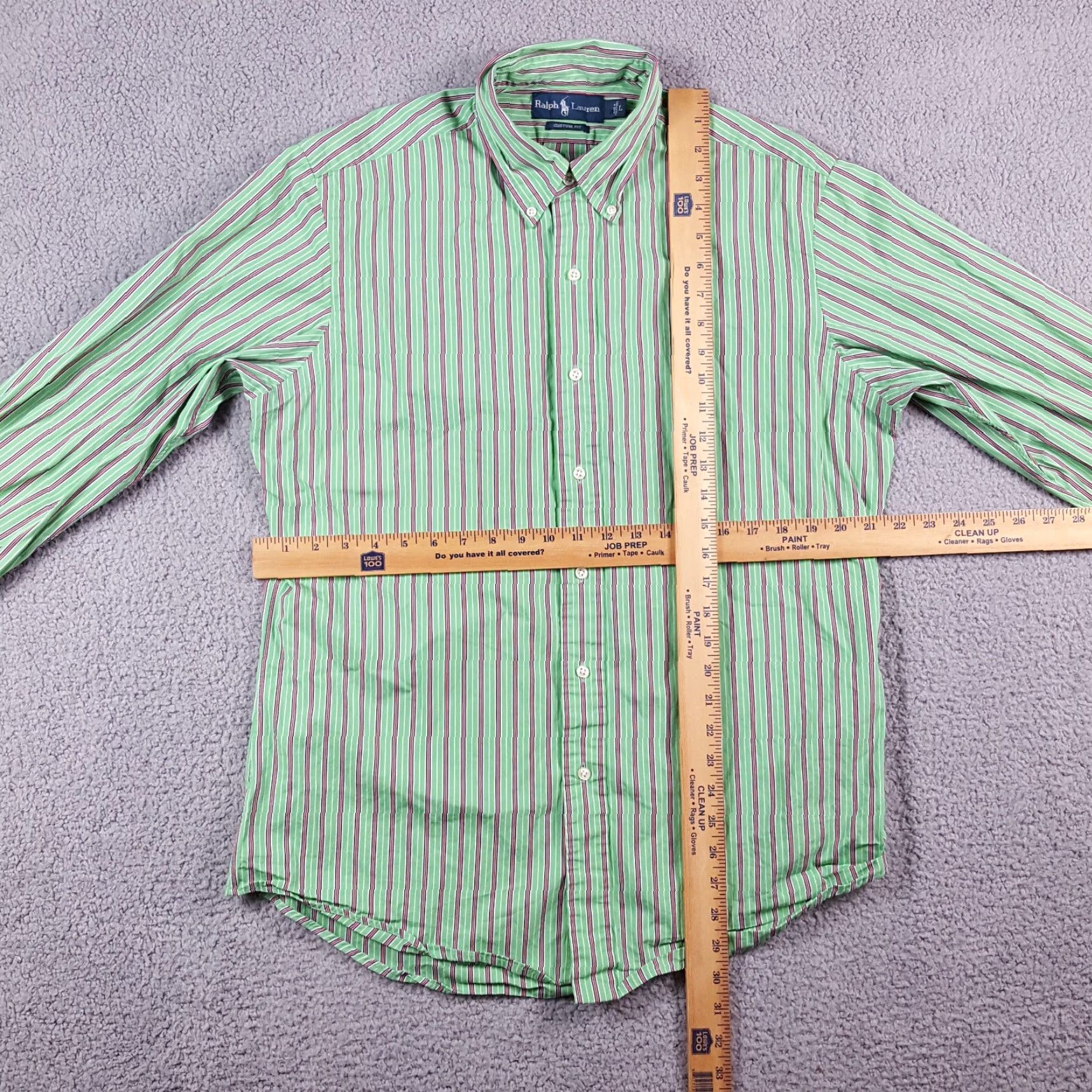 Ralph Lauren VINTAGE Ralph Lauren Men’s Button-Up Shirt Cotton Green Striped 90s Y2K Preppy Collared Large Size US L / EU 52-54 / 3 - 7 Thumbnail