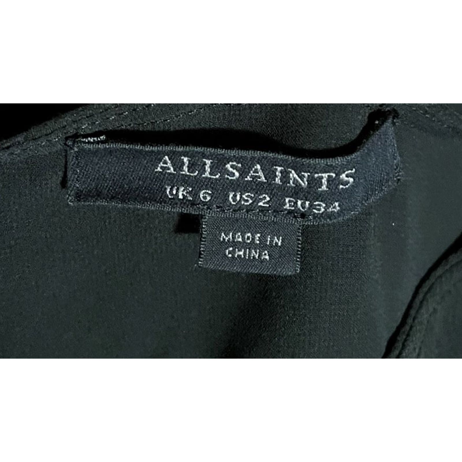Allsaints AllSaints Woman’s Black Tonya Cap Sleeve Sheath Dress Size 2 Pleated Lined Size XS / US 0-2 / IT 36-38 - 2 Thumbnail