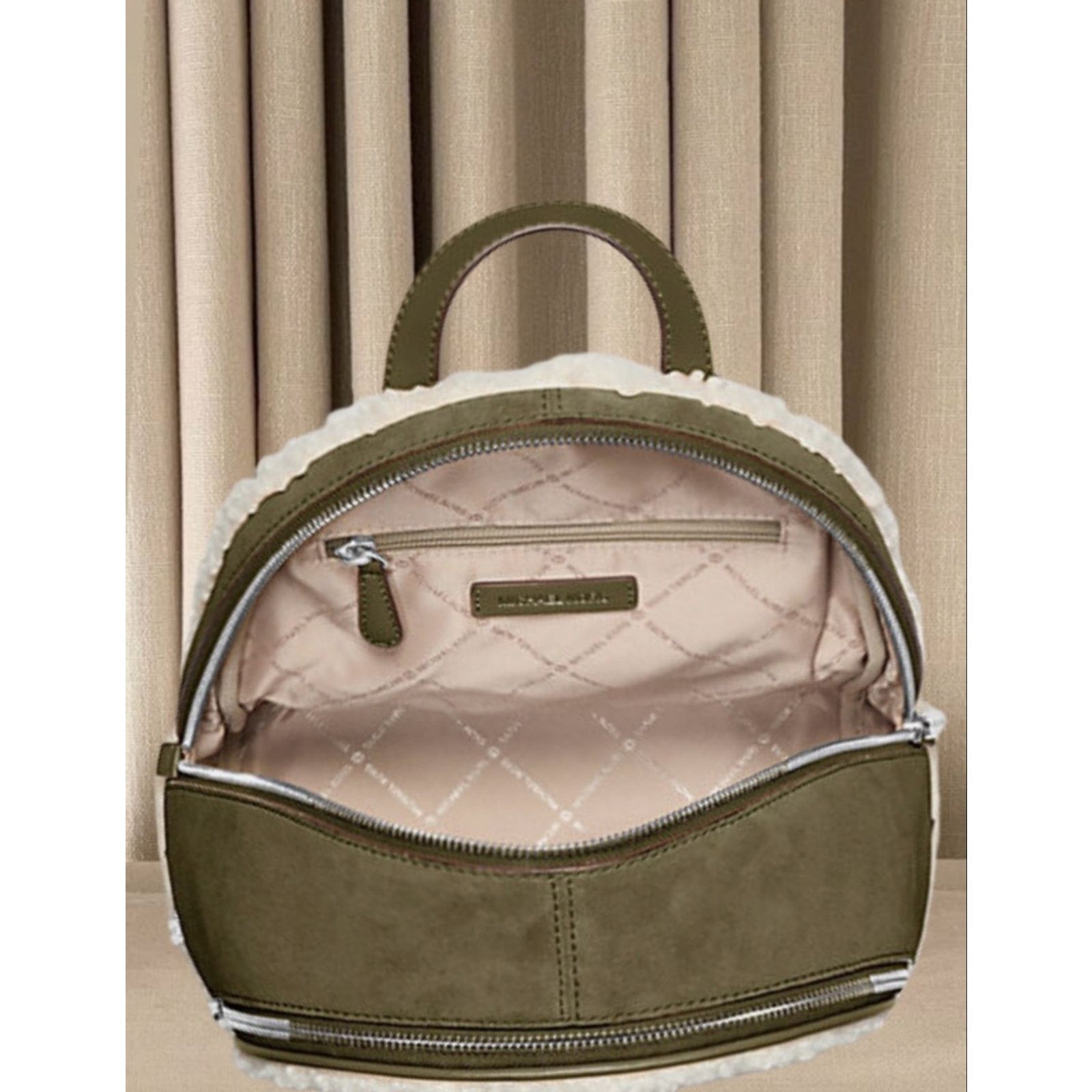 Michael Kors Michael Kors Rhea Olive Suede Shearling Backpack Size ONE SIZE - 5 Thumbnail