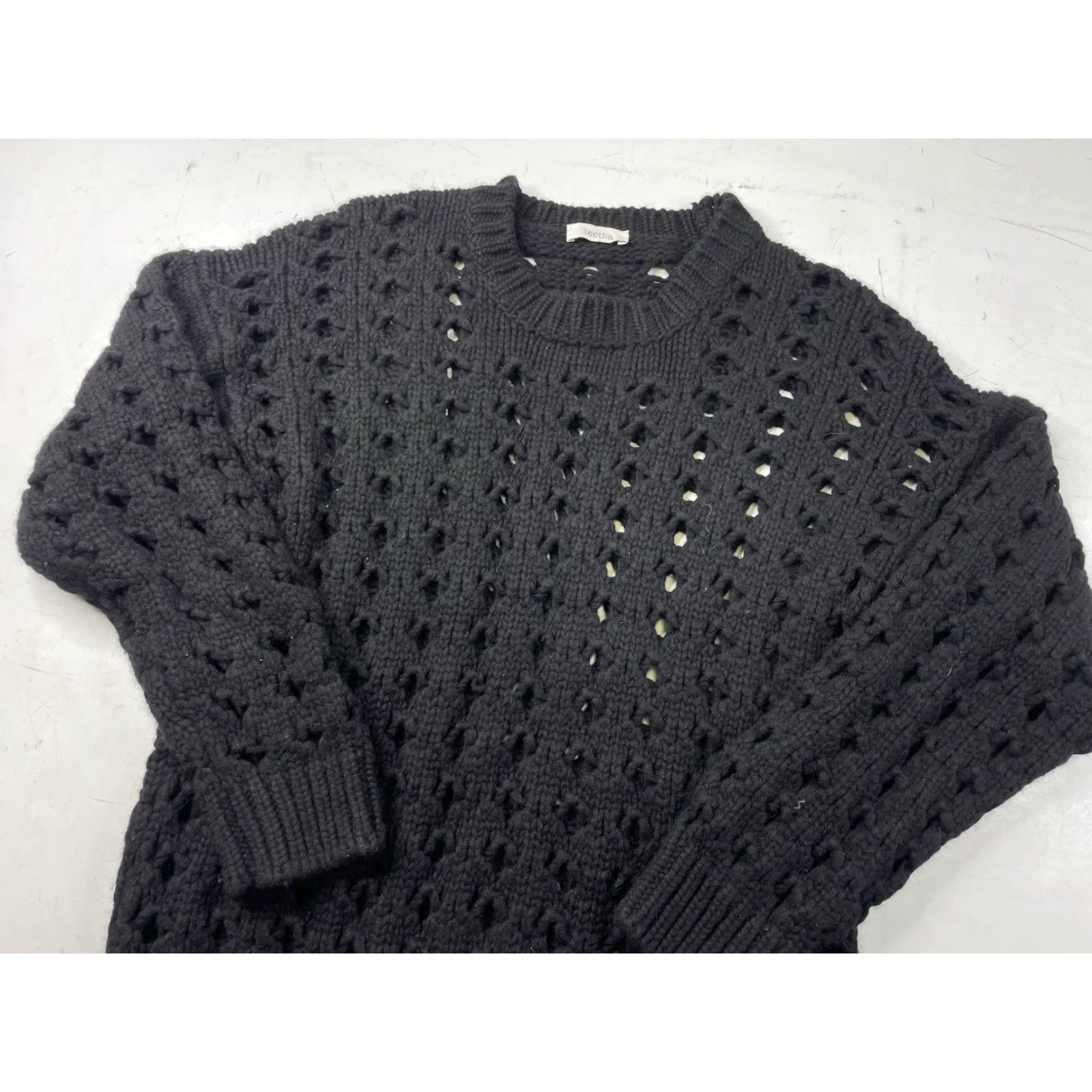 Vintage leetha 100% Cashmere Black Chunky-Knit Crew Neck Sweater Women's Small Size S / US 4 / IT 40 - 2 Thumbnail