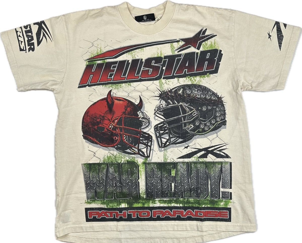 image of Hellstar War Ready! T-Shirt in Cream, Men's (Size Large)