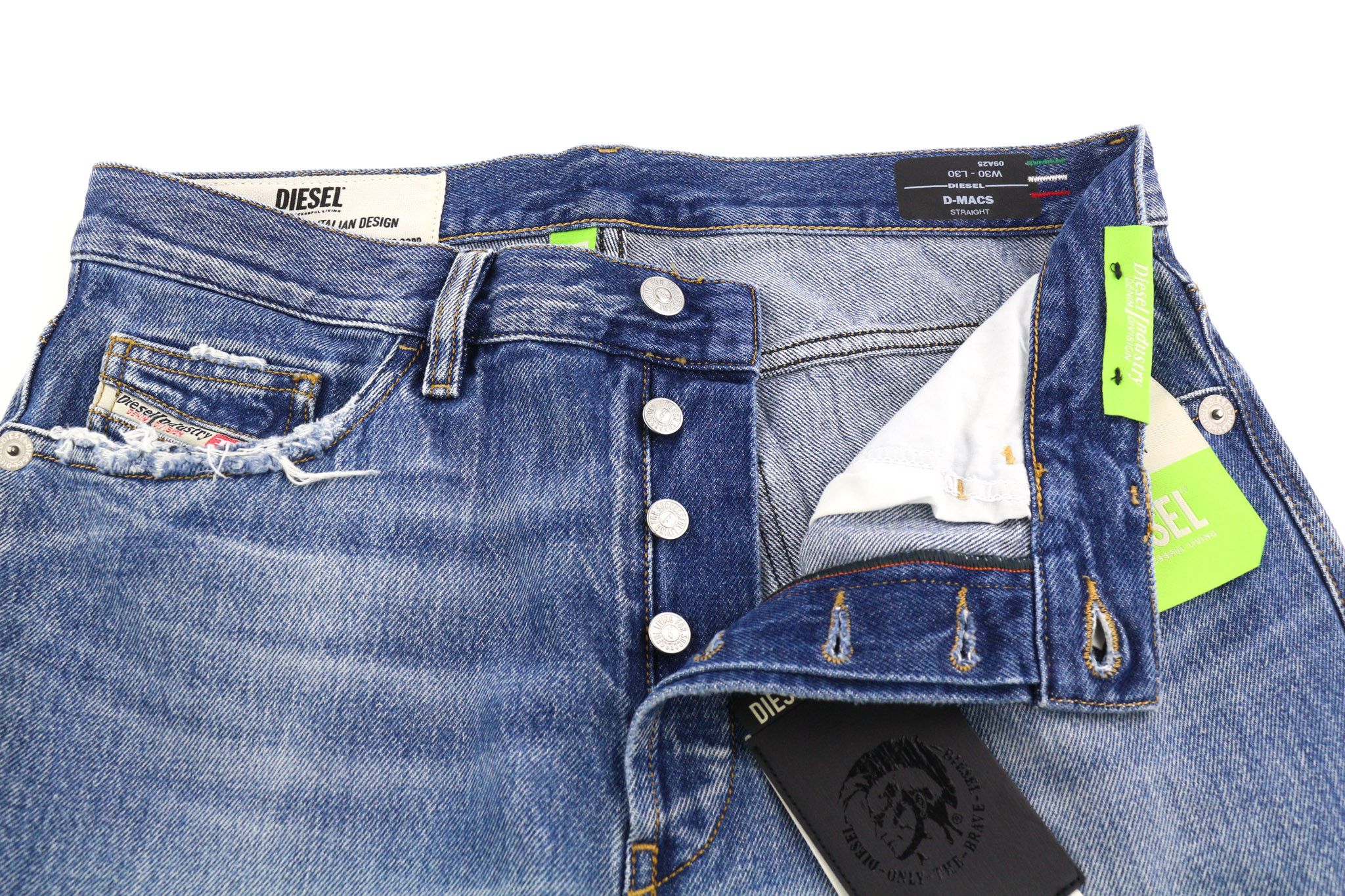Diesel D-MACS 09A25 W30/L30 Straight Washed Denim 40450 Size US 30 / EU 46 - 4 Thumbnail