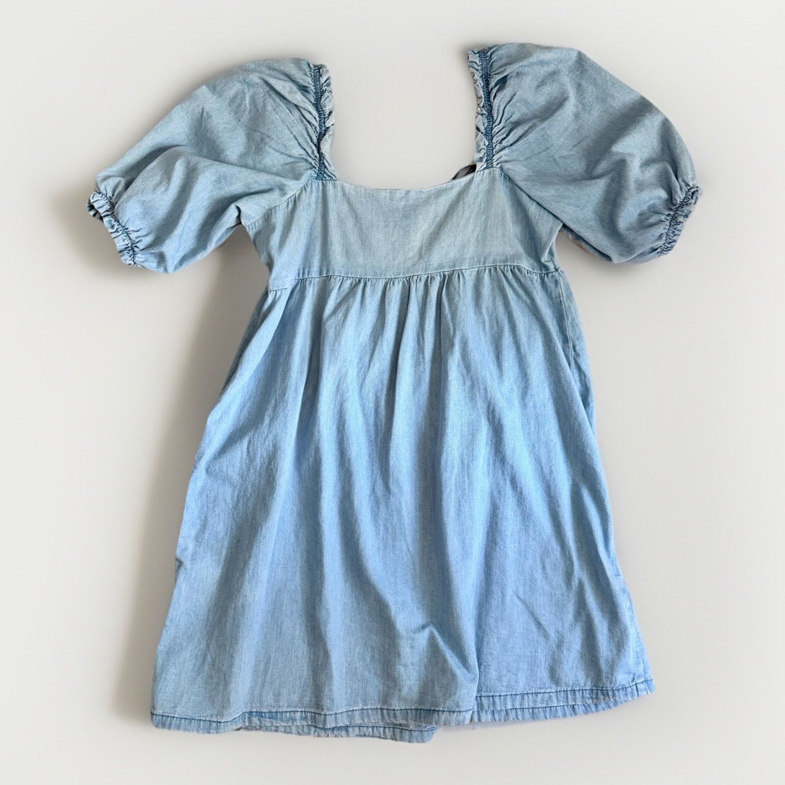 H&M H&M 100% Cotton Puff Sleeve Baby Doll Dress Denim Zip S Size S / US 4 / IT 40 - 2 Thumbnail