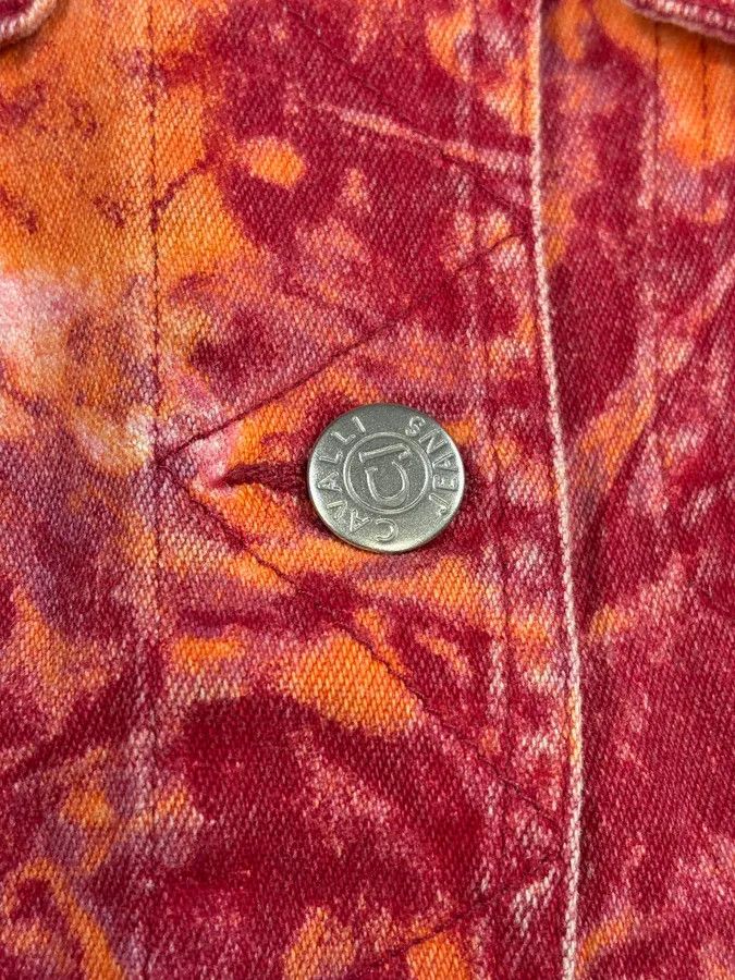 Roberto Cavalli 2000s Cavalli Orange Fire Denim Jacket Size S / US 4 / IT 40 - 8 Thumbnail