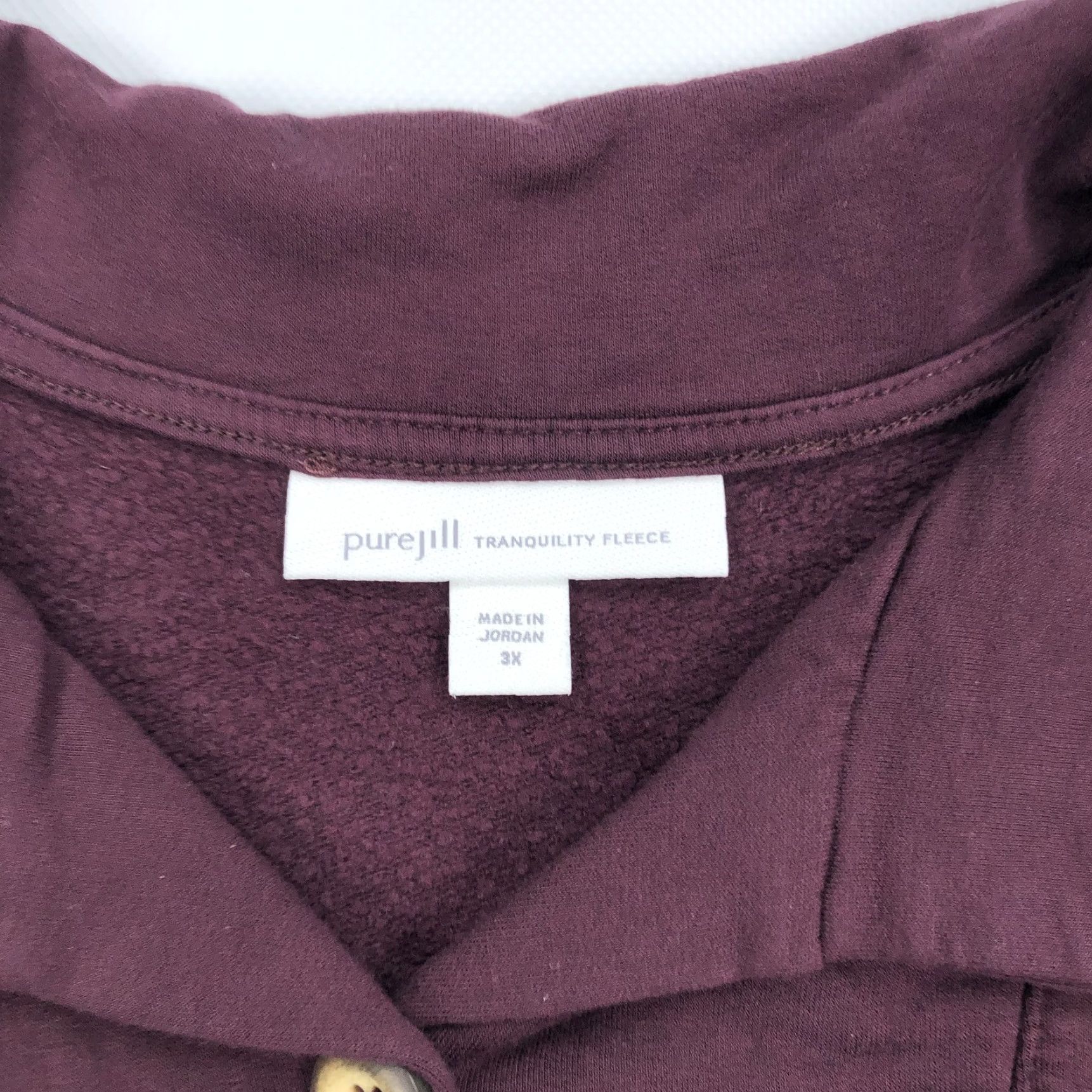 Vintage VINTAGE Pure Jill Tranquility Fleece Button Collar Tunic Top Women's 3X Burgundy Size XXL / US 16-18 / IT 52-54 - 3 Thumbnail