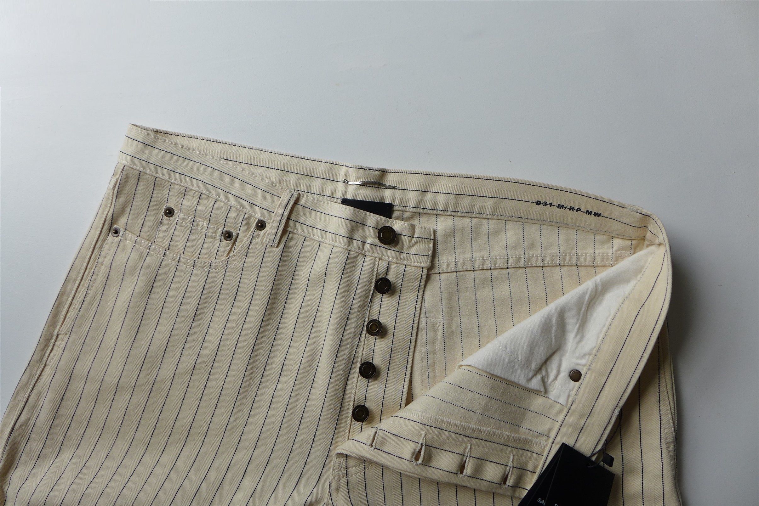 Saint Laurent Paris Saint Laurent D31 Jeans - Ecru Striped Denim Size US 32 / EU 48 - 12 Thumbnail