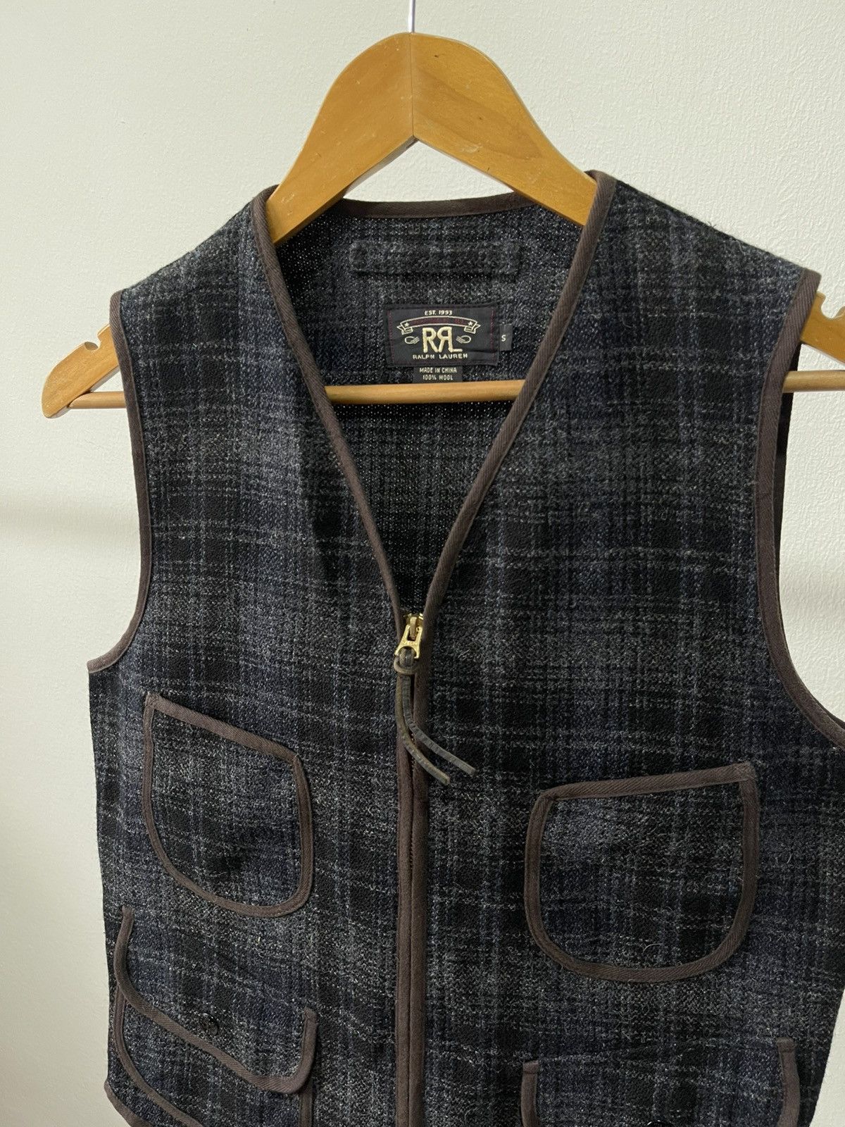 RRL Ralph Lauren RRL RALPH LAUREN WOOL PLAID VEST TALON ZIP Size US S / EU 44-46 / 1 - 5 Thumbnail