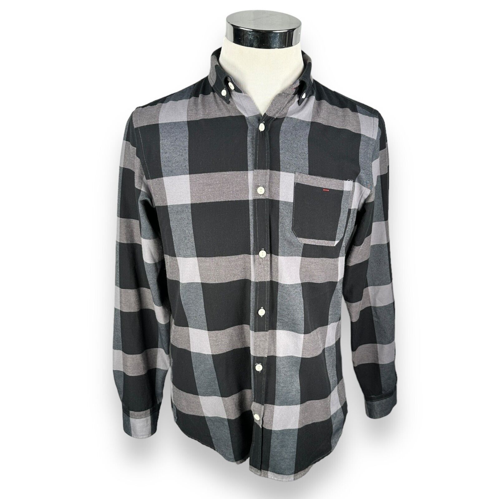 The Unbranded Brand Spitalfields Shirt Men’s M Grey Checked Cotton Button Down Size US M / EU 48-50 / 2 - 1 Thumbnail