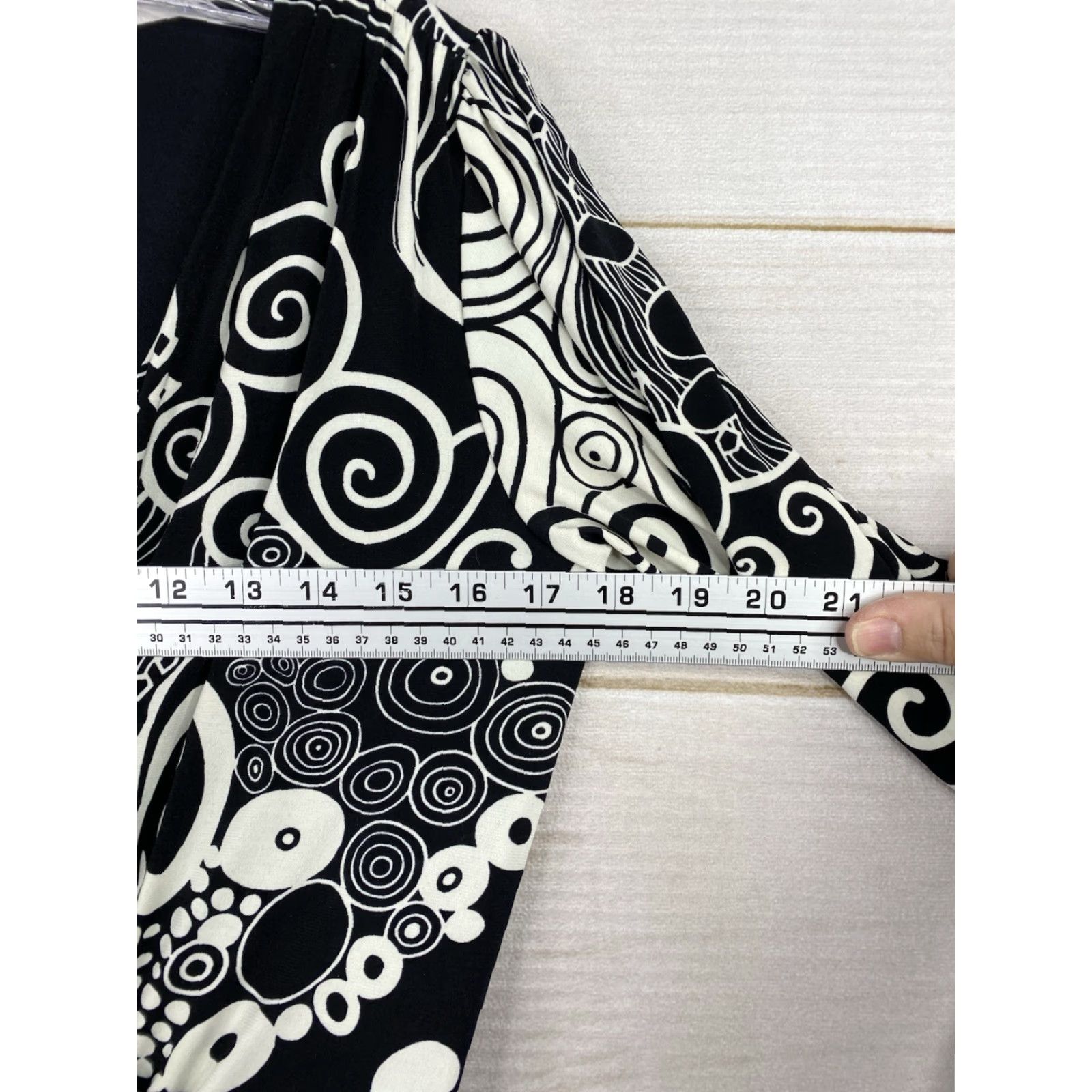Vintage Maggy Boutique Dress Geometric Black White 3/4 Sleeve V-Neck Midi Vintage No Size S / US 4 / IT 40 - 7 Thumbnail