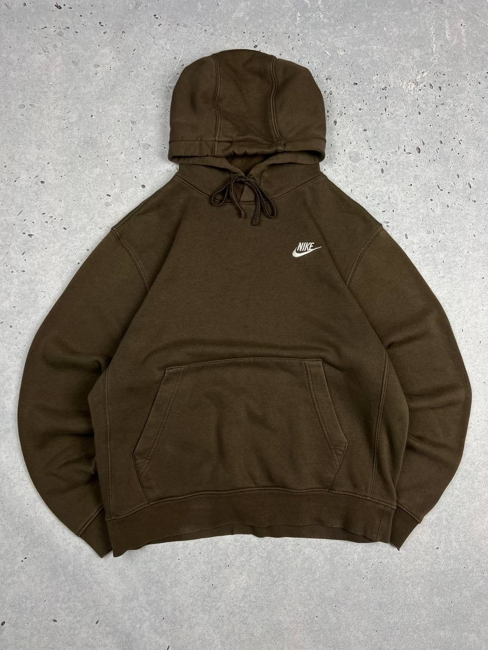 Vintage Nike Mini Swoosh Brown Hoodie Y2K USA