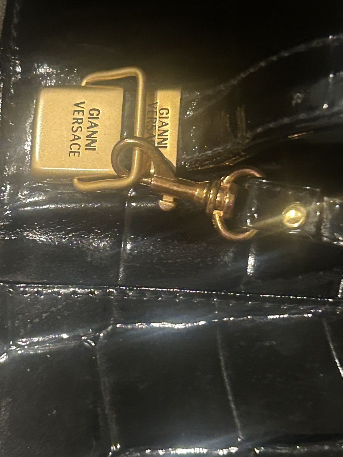 Versace Gianni Versace Medusa Patent Croc Embossed Clutch Size ONE SIZE - 11 Thumbnail