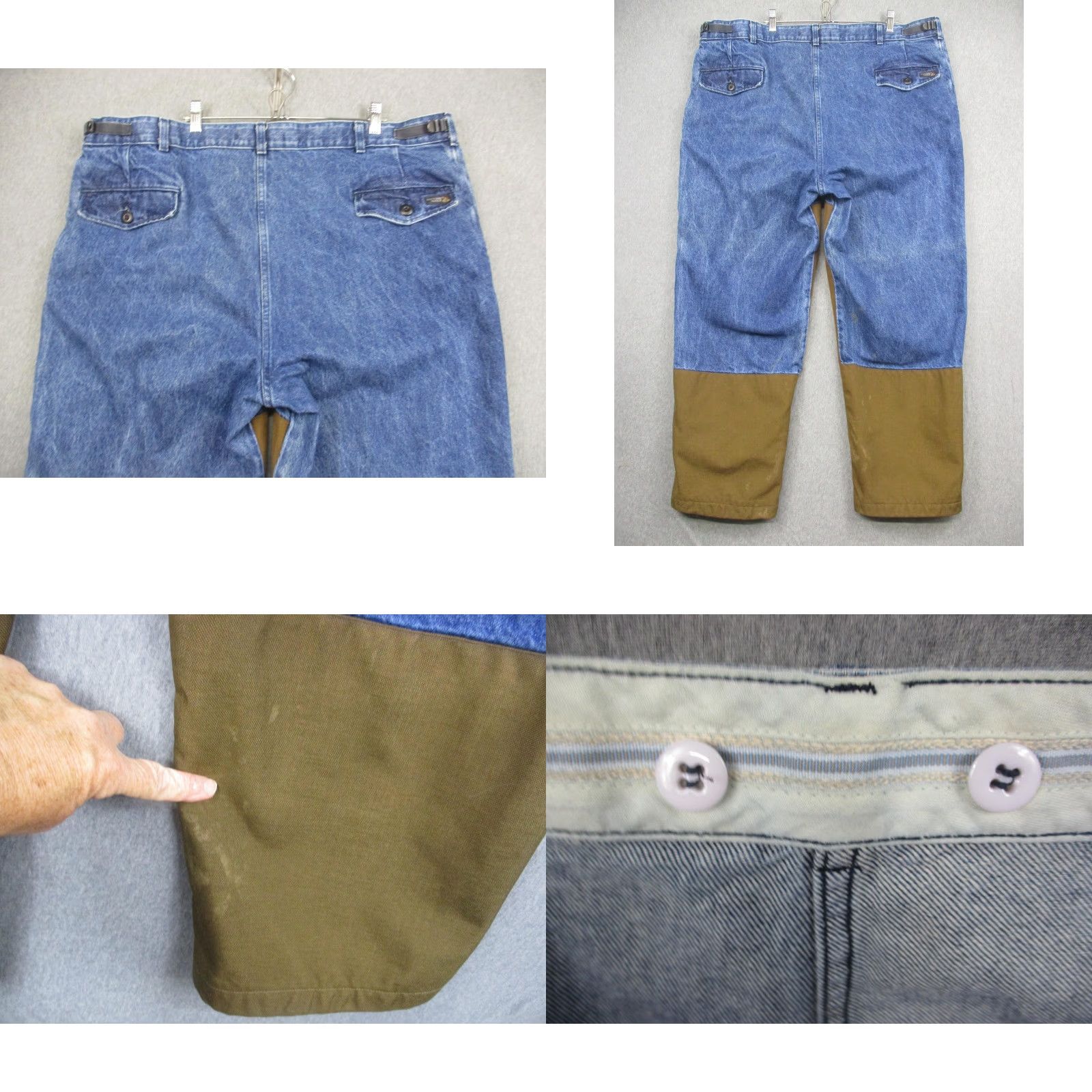 Denime VINTAGE Rattlers Pants Mens 42x32 Denim Two Tone Western Workwear Cowboy Rodeo Casual/Workwear Mens 42x32 Blue Denim Brown Two Tone Relaxed Fit Pants Size US 38 / EU 54 - 8 Thumbnail