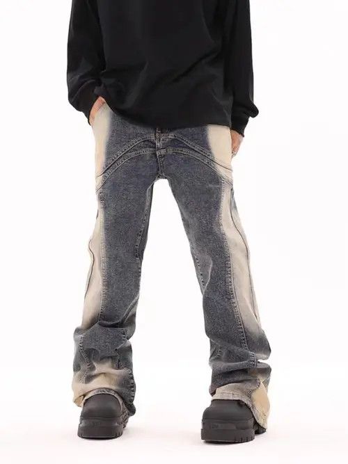 Japanese Brand × Jean Street hip-hop grunge color stitching micro-flare jeans Size US 32 / EU 48 - 4 Thumbnail
