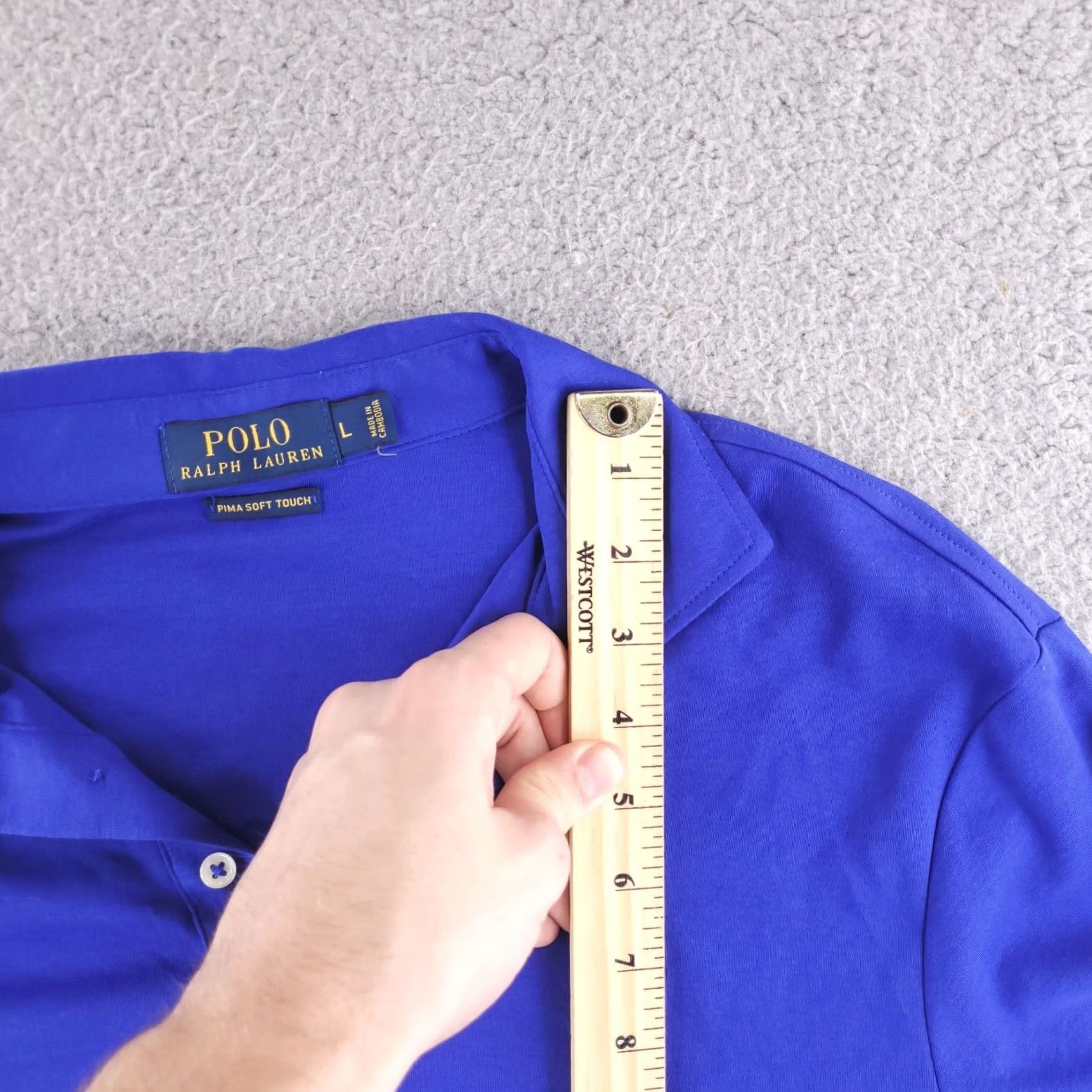 Polo Ralph Lauren Polo Ralph Lauren Polo Mens Large Blue Pima Cotton Short Sleeve Polo Shirt, Collared, 100% Authenticity Guaranteed, Regular Fit, Blue Size US L / EU 52-54 / 3 - 6 Thumbnail