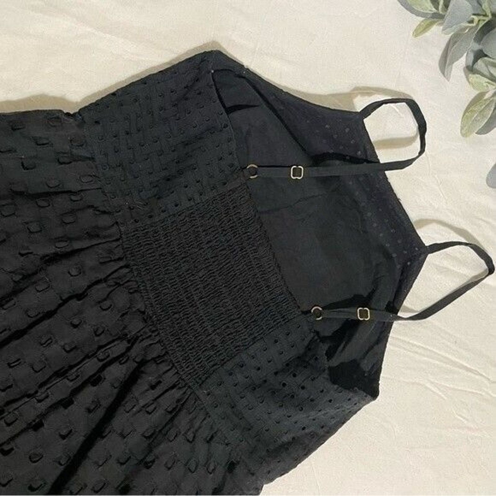 Loft Loft Black Eyelet Midi Dress 2 Petite Cotton Tiered Size XS / US 0-2 / IT 36-38 - 8 Thumbnail