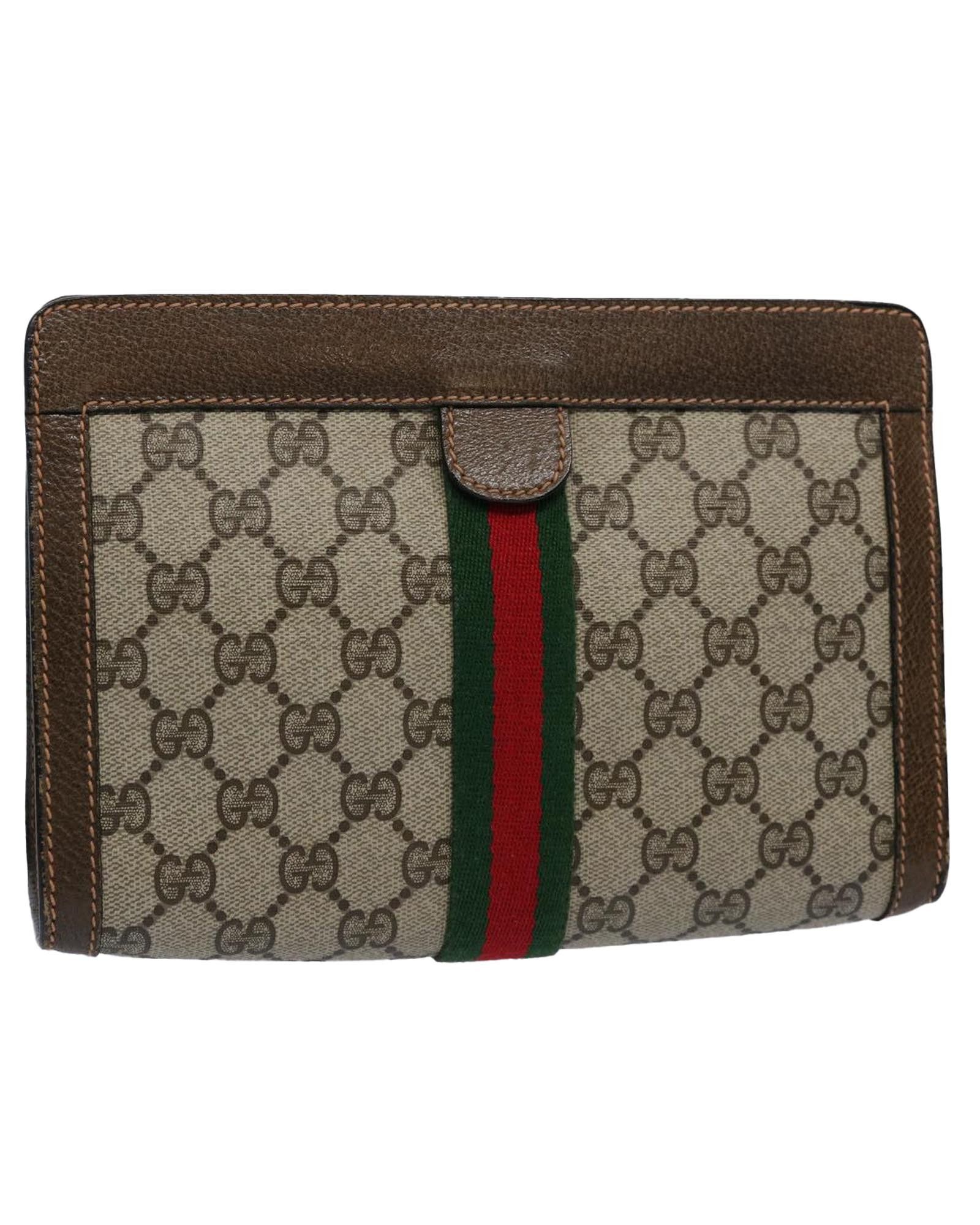 image of Gucci Iconic GG Canvas Clutch Bag in Beige, Women's
