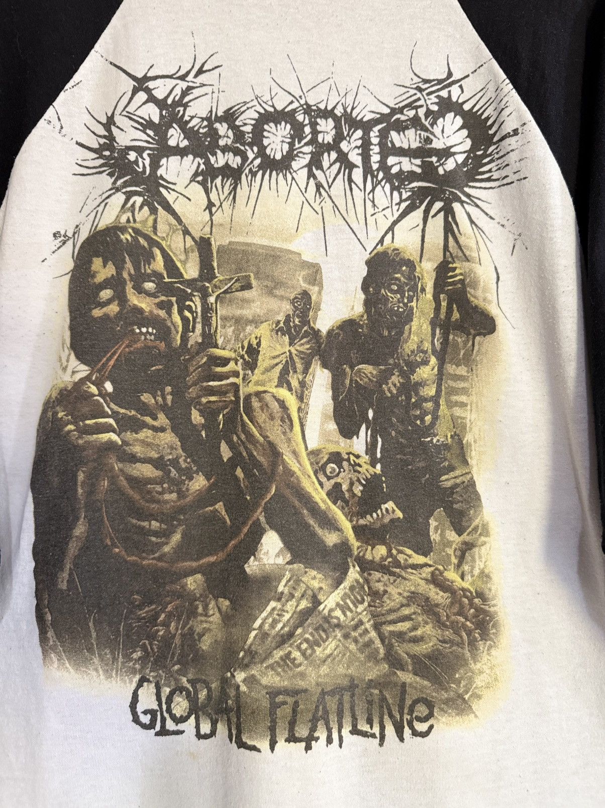 Vintage Aborted Global Flatline Death Metal 3Q Faded Tee