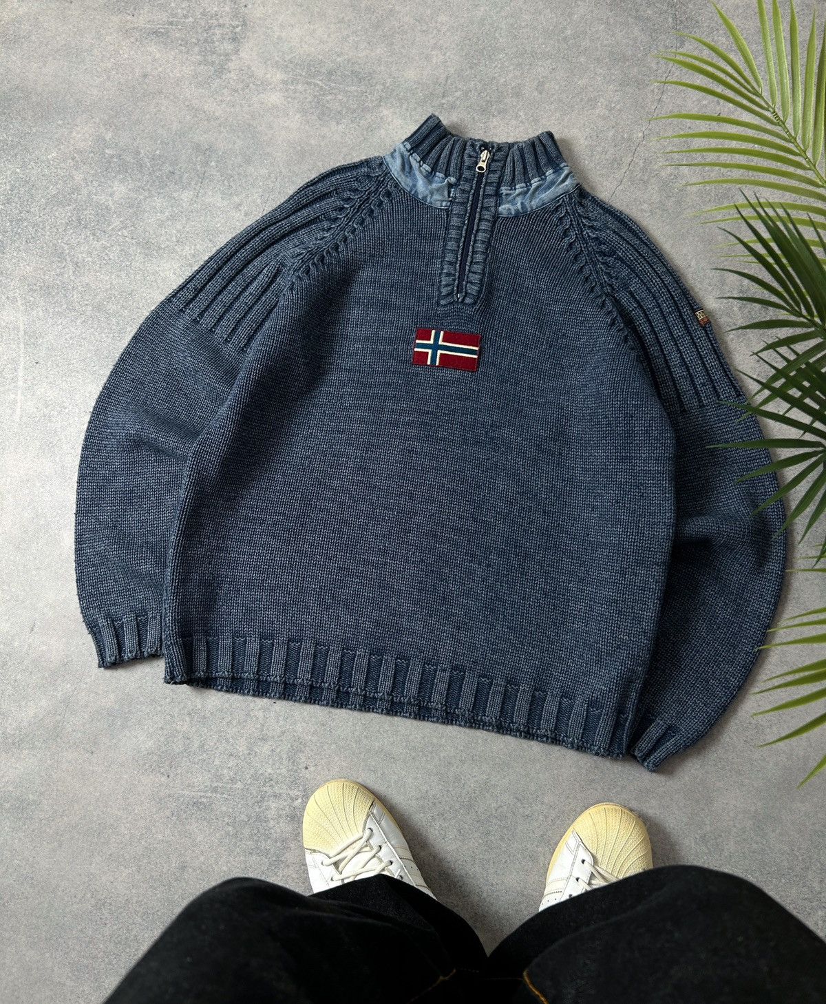 Napapijri Napapijri Wool 1/4 zip washed blue sweaters mens Size US L / EU 52-54 / 3 - 1 Thumbnail