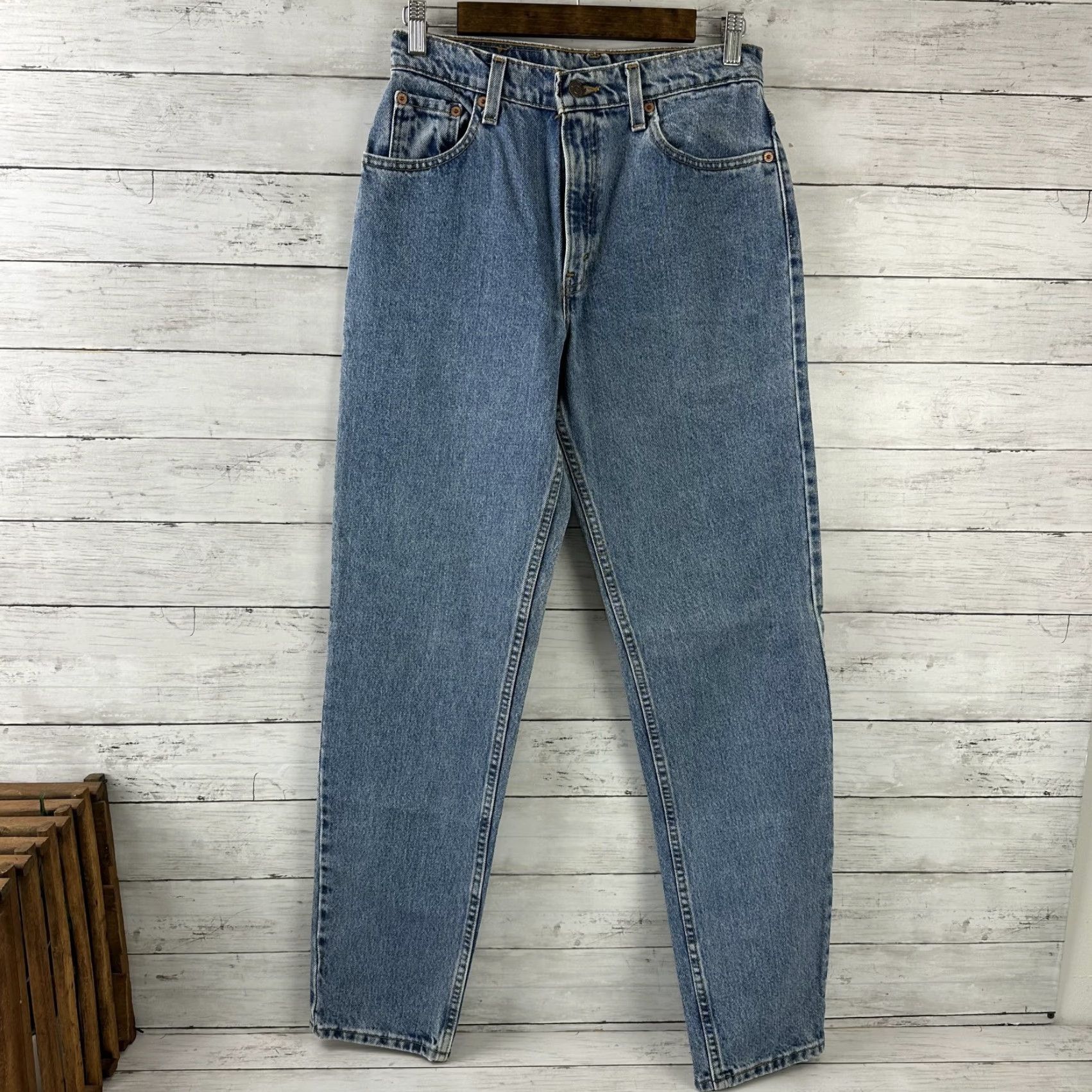 Levi's VINTAGE Levi's 550 Jeans - Denim Tapered - 28x32.5 - Blue - Womens Size 9 Jr Long - 90s Retro USA - Relaxed Fit Junior Regular Size 30" / US 8 / IT 44 - 6 Thumbnail