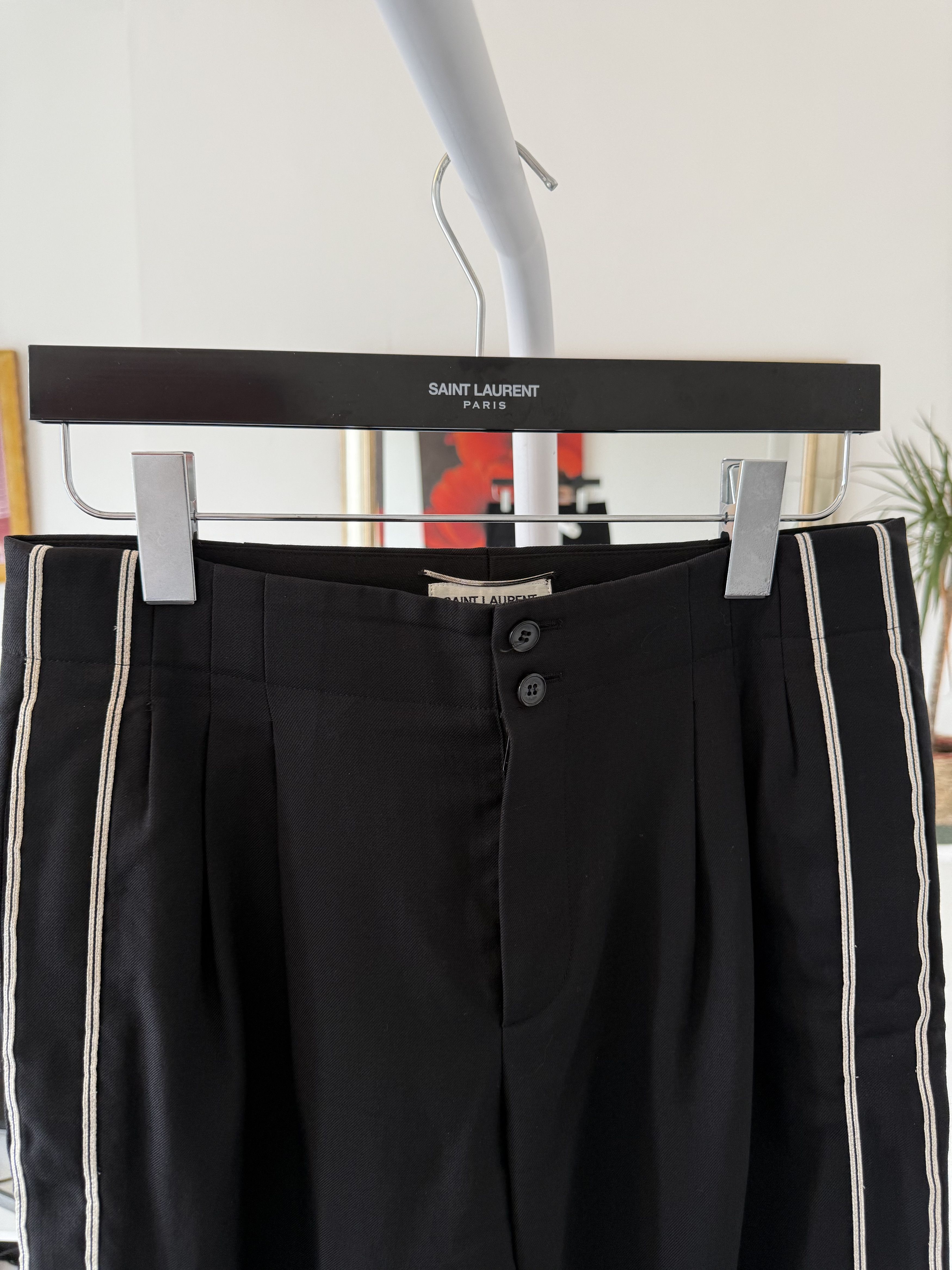 Saint Laurent Paris SS17 Saint Laurent Silver Striped Formal Trousers Size 46R - 9 Thumbnail