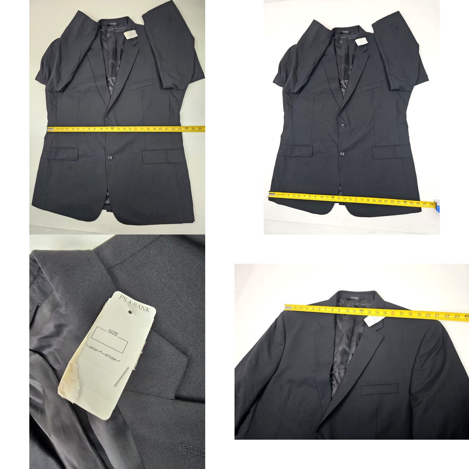 Jos. A. Bank VINTAGE Jos. A. Bank Blazer Blazer Men 48 Long Black Wool 2-Button Single-Breasted Wool 100% New with defect Mens Size 48R - 8 Thumbnail