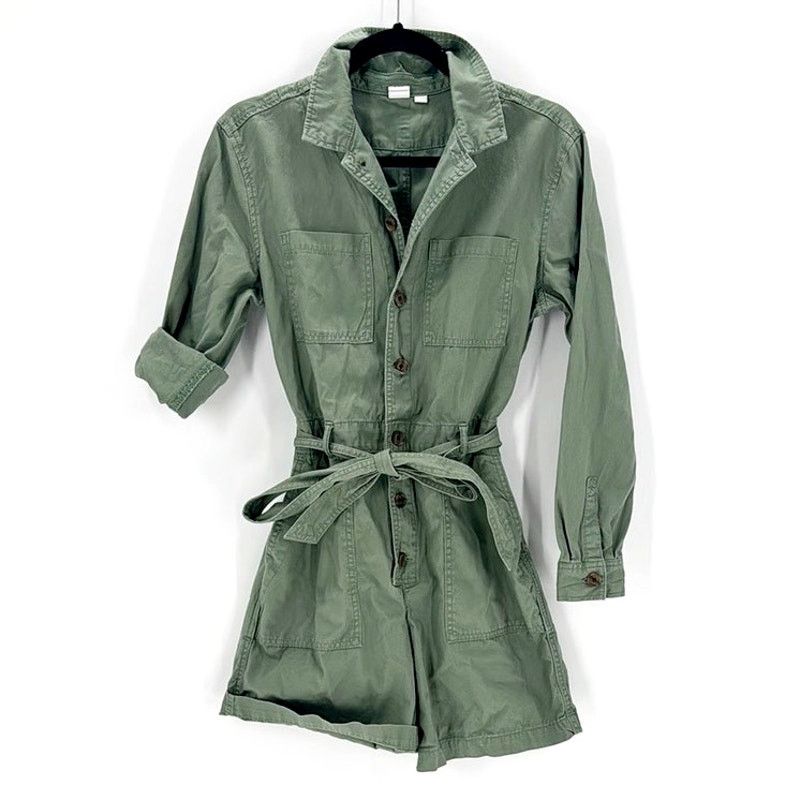 Gap GAP olive green utility long sleeve jumpsuit size 2 preppy Size 26" / US 2 / IT 38 - 1 Thumbnail