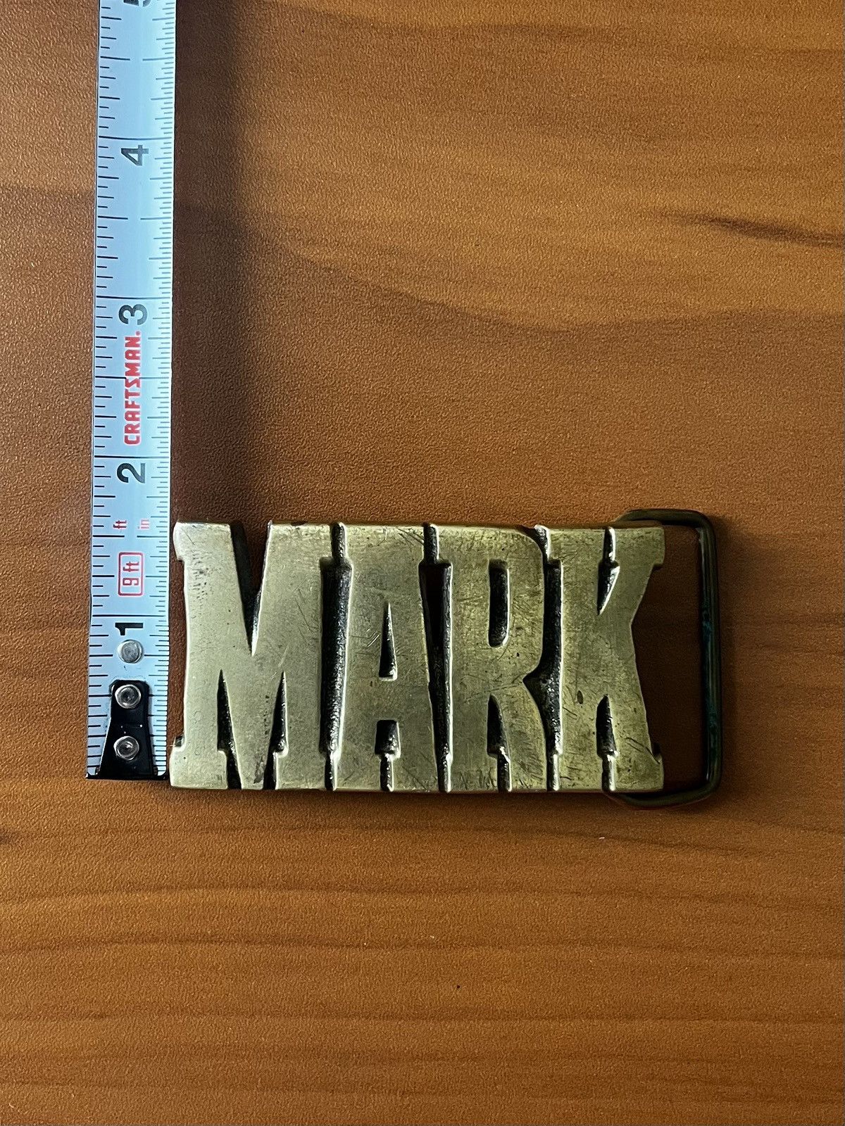 Other 80s Taiwan Made Solid Brass MARK Name Lettering Belt Buckle Size ONE SIZE - 5 Thumbnail