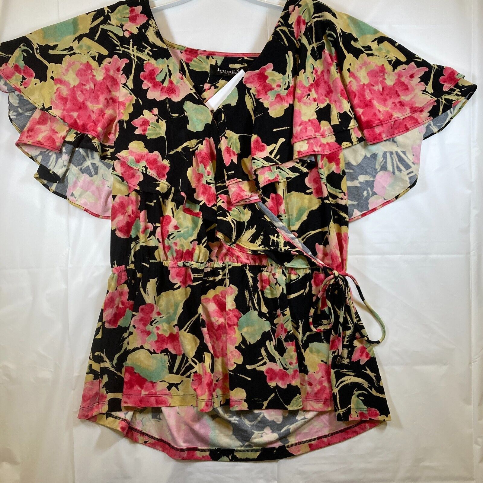 Lauren Ralph Lauren RALPH LAUREN Women’s Black Floral Sleeve Blouse Large Size L / US 10 / IT 46 - 13 Thumbnail