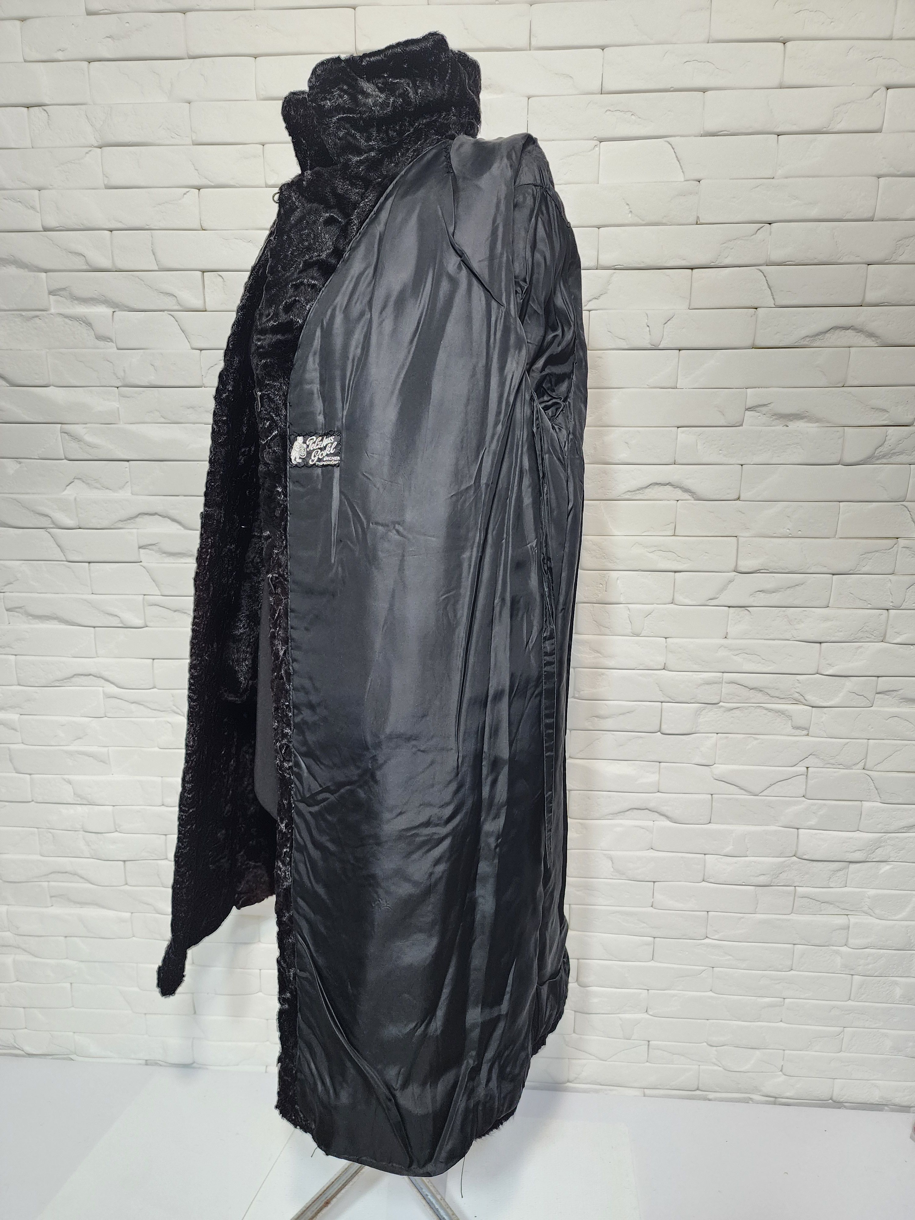 Designer Black Sheepskin Fur Coat Size L / US 10 / IT 46 - 9 Thumbnail