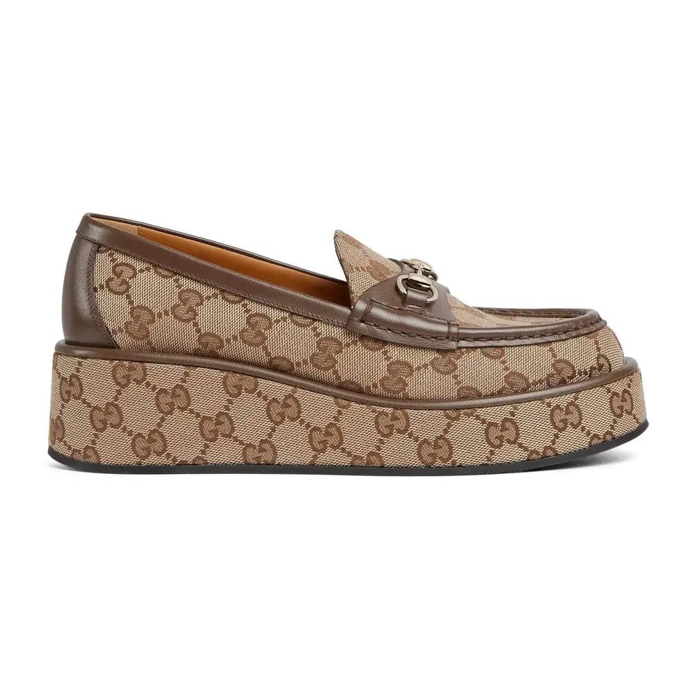 Gucci oc11z0526 Horsebit Wedge Loafers in Beige/Ebony Size US 4 / IT 34 - 1 Thumbnail