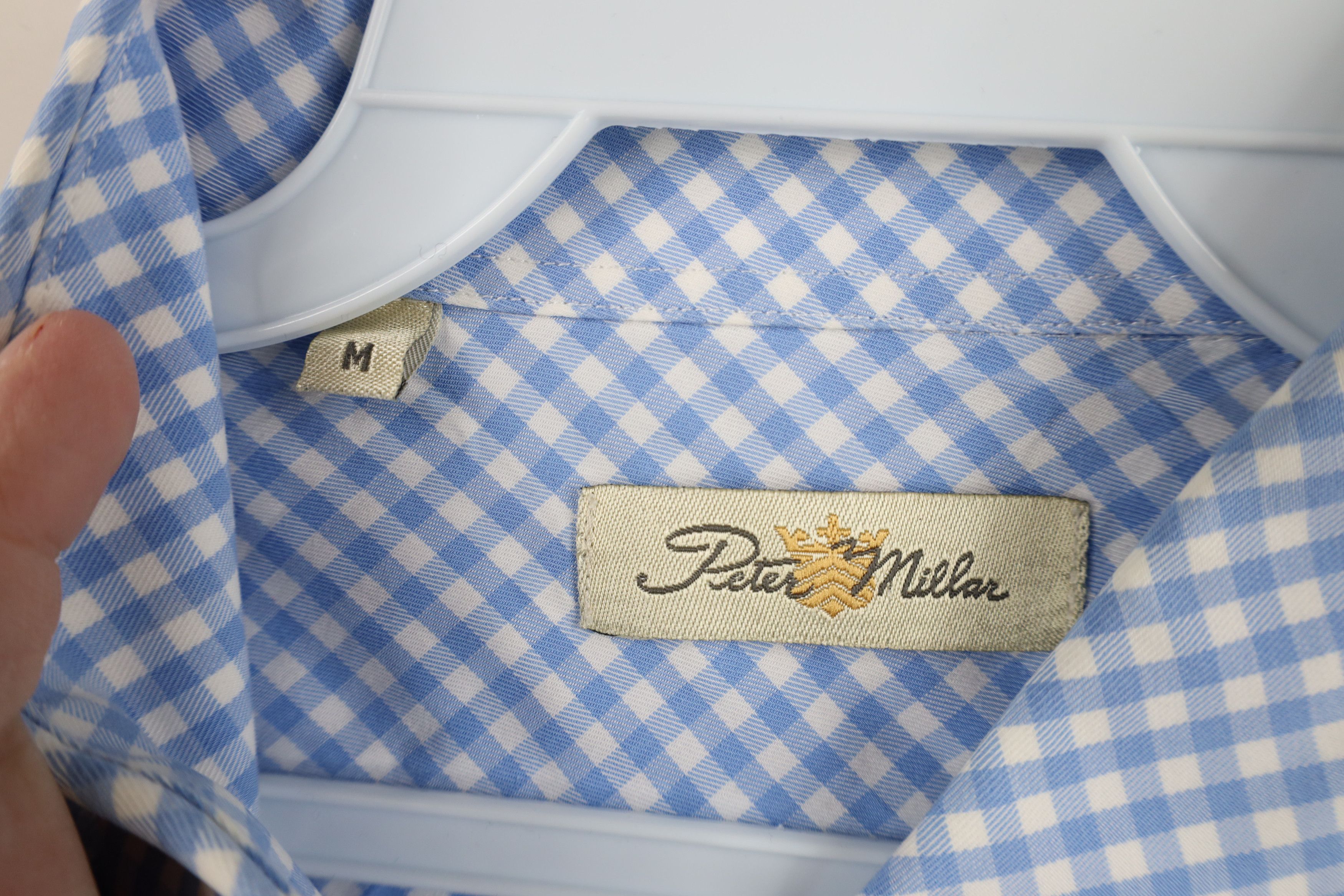 Peter Millar Peter Millar Gingham Collared Button Down Shirt Blue Cotton Size US M / EU 48-50 / 2 - 6 Thumbnail