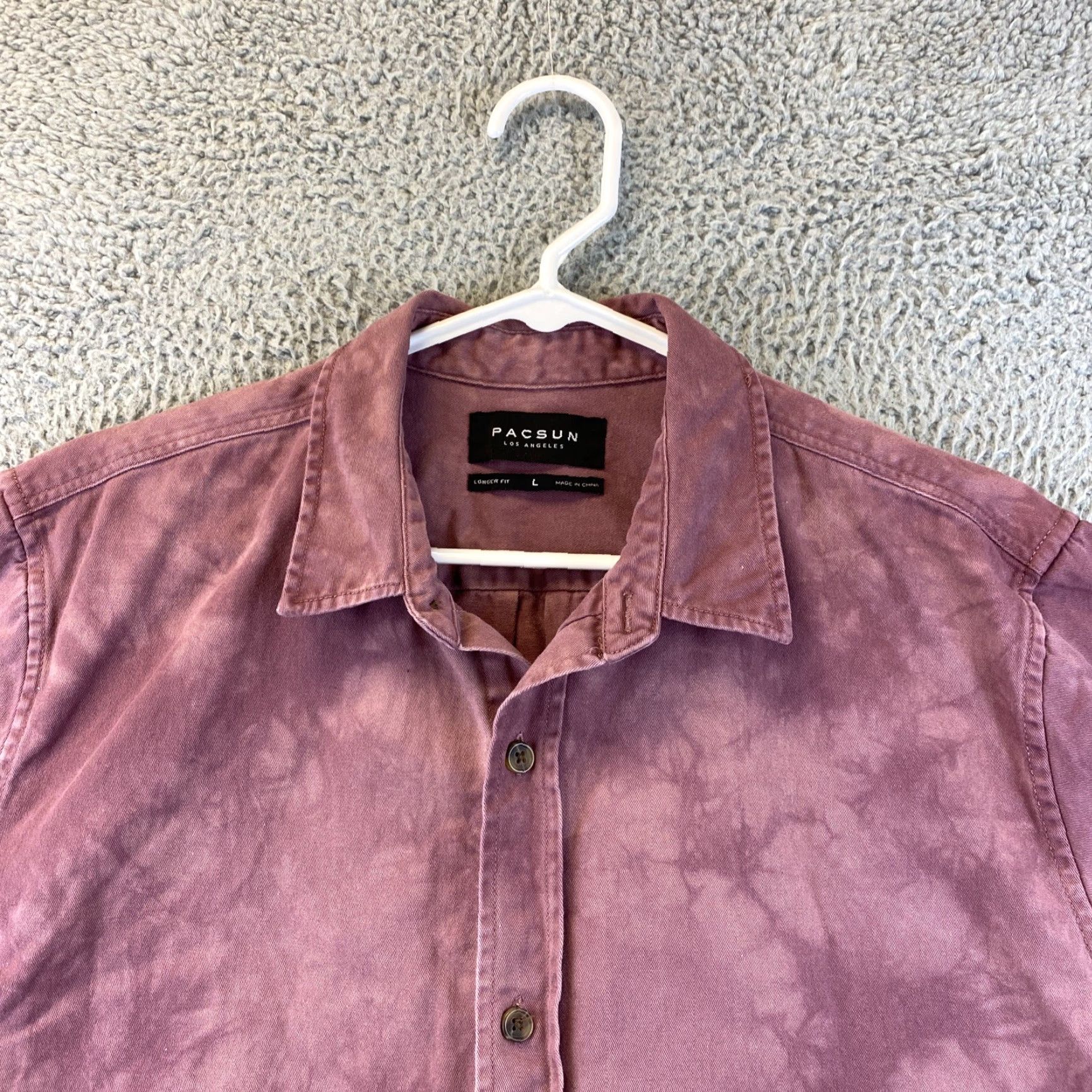 Pacsun VINTAGE Pacsun Dress Shirt Men Size 16.5 Long Sleeve Light Bleached Purple Cotton Size 42R - 3 Thumbnail