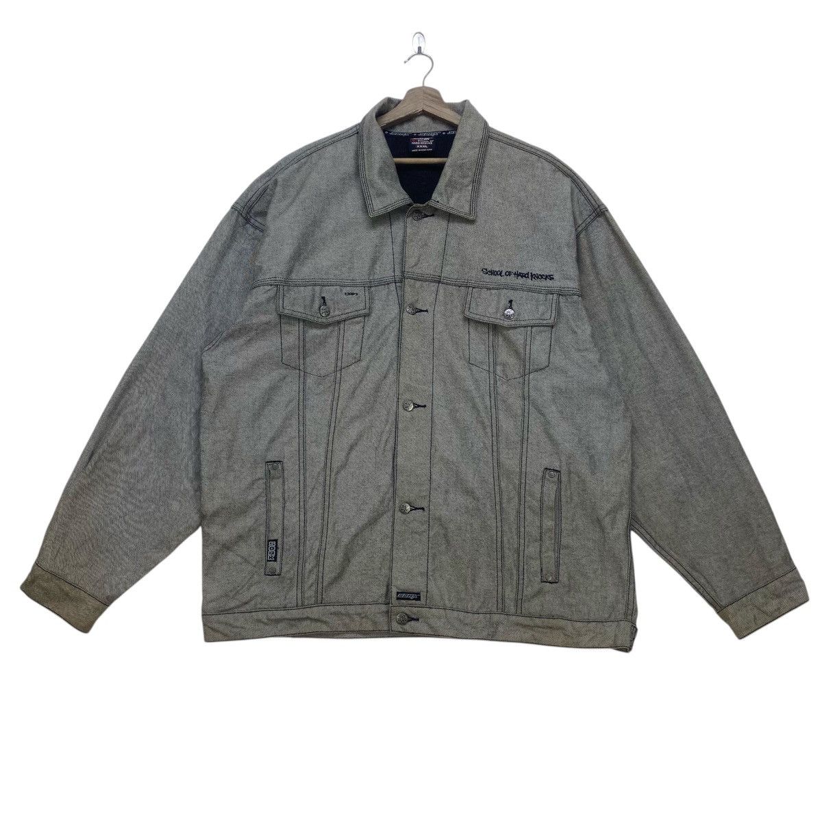 Rap Tees × Vintage Vtg Brooklyn School of Hard Knocks Big Logo Denim Trucker Size US XXL / EU 58 / 5 - 2 Thumbnail
